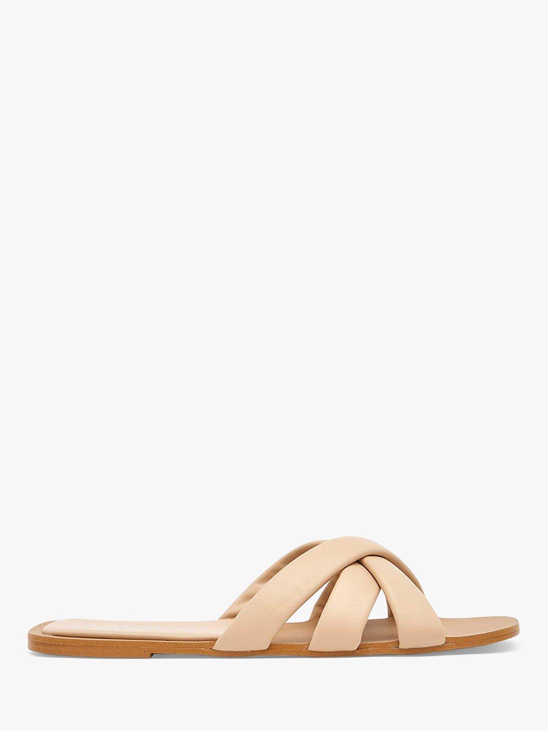 Mint Velvet Bethanny Leather Padded Slider Sandals, Beige