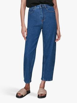 Whistles Barrel Leg High Rise Jeans, Blue, Blue
