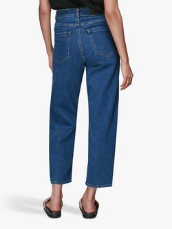 Whistles Barrel Leg High Rise Jeans, Blue - view 2, Blue