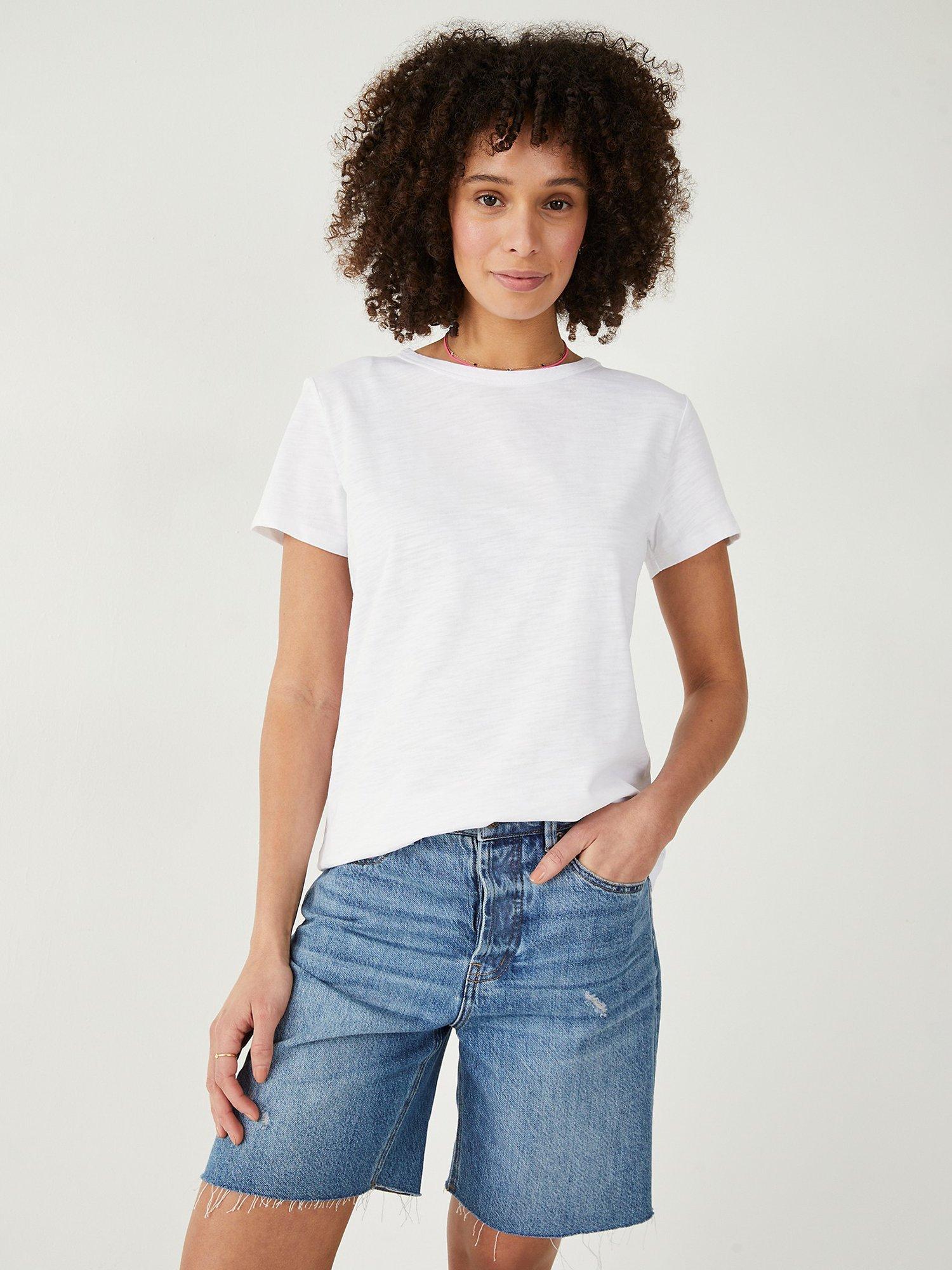HUSH Cotton Boxy Crew Neck Tee, White
