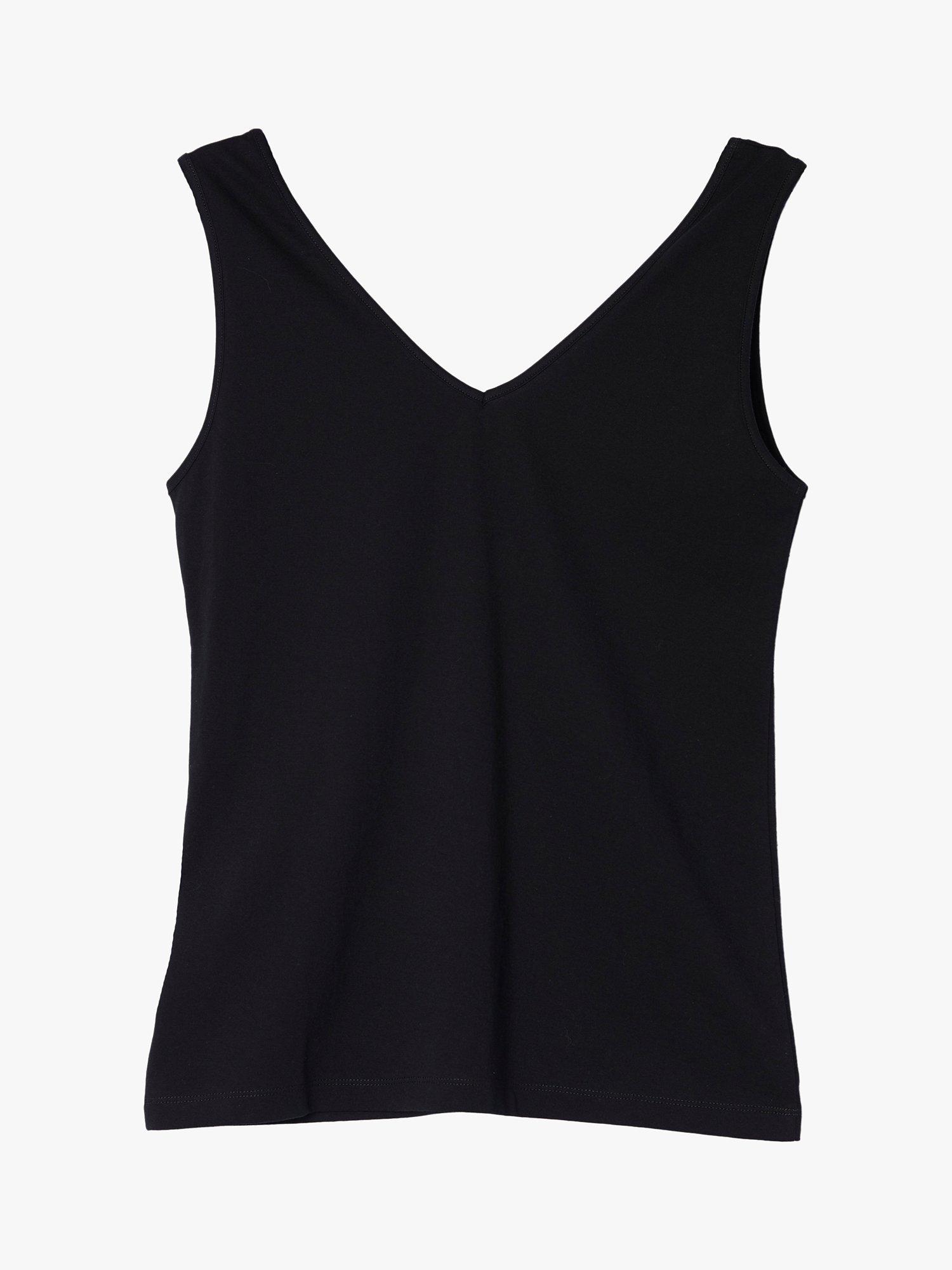 Product image 4 of 5, which shows Albaray Organic Cotton V-Neck Vest Top, Black, 12