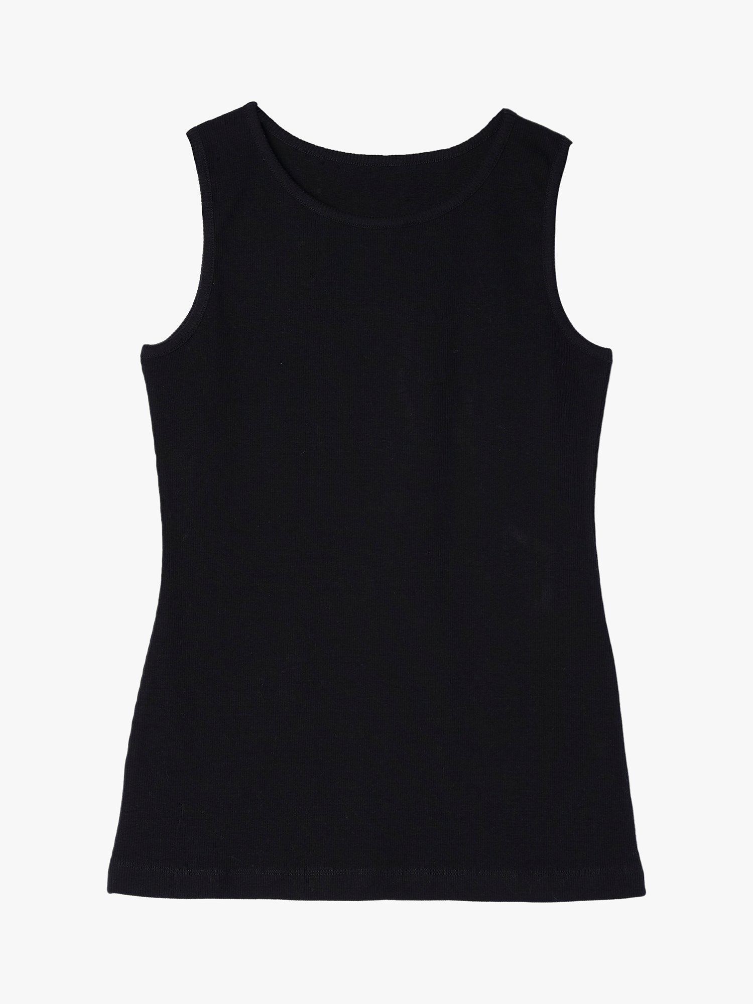 Albaray Organic Cotton Blend Rib Racer Vest Top, Black, 8
