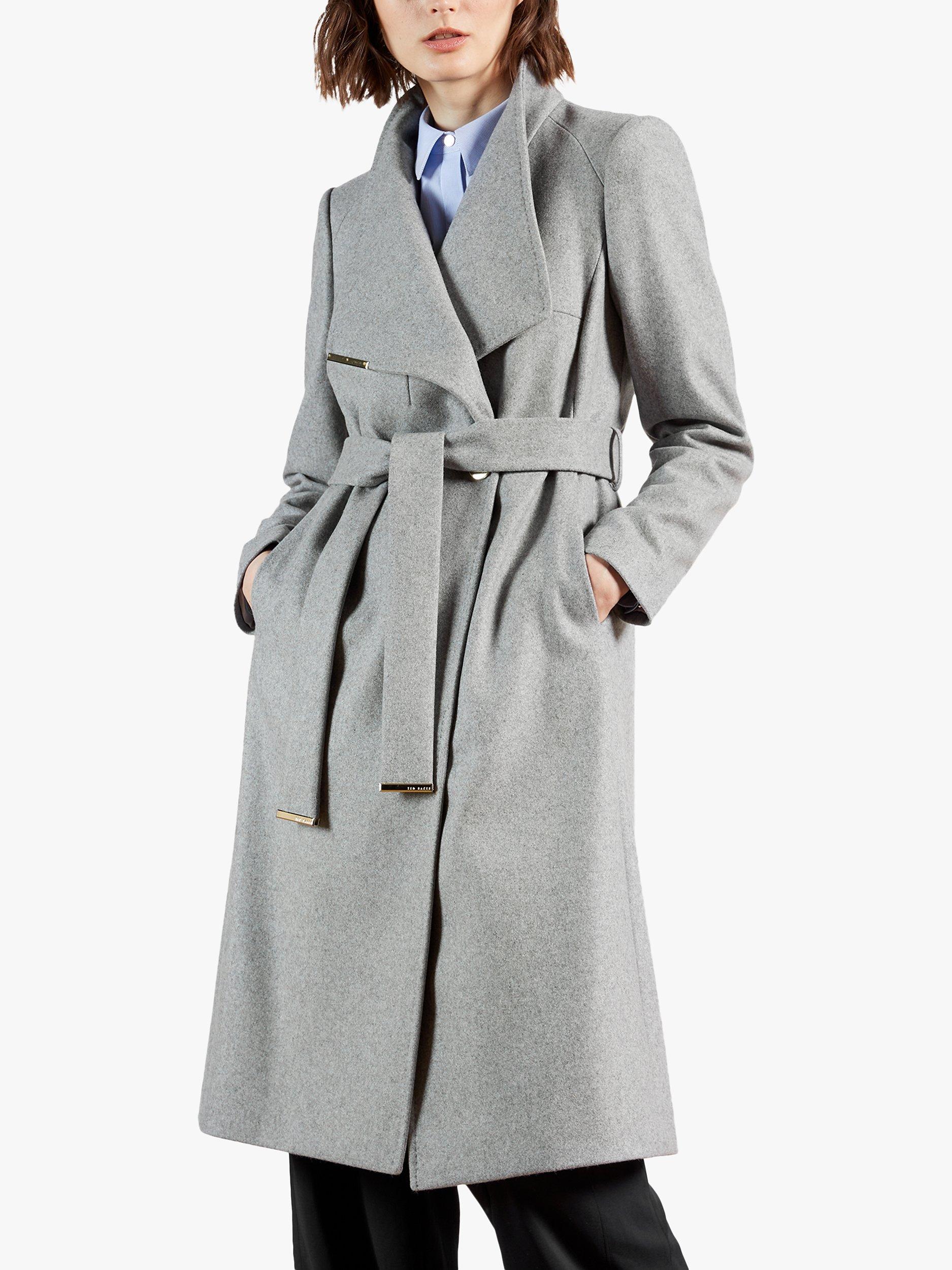 Ted Baker Rose Belted Wool Blend Coat, Grey