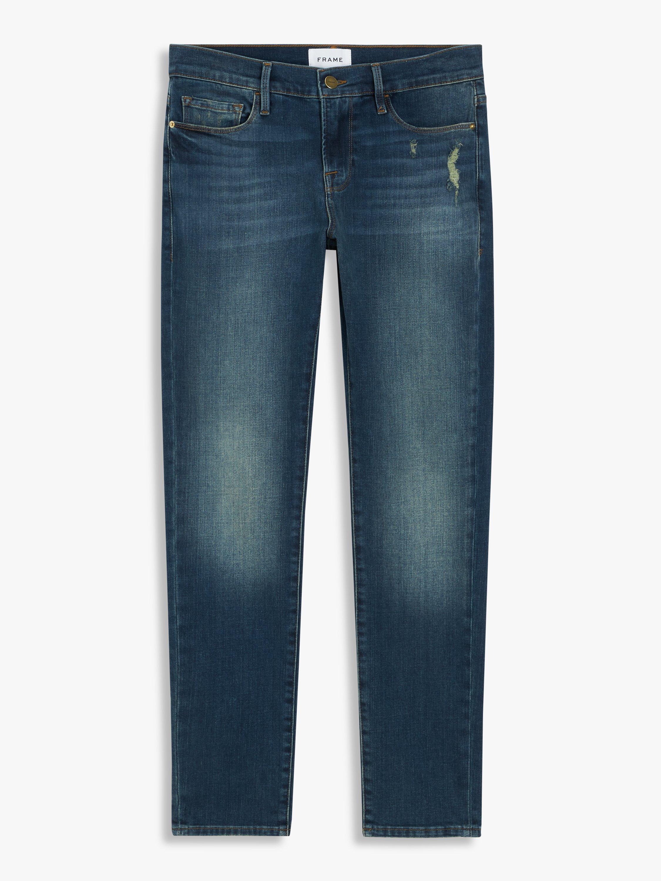 Product image 4 of 6, which shows FRAME Le Garcon Mid Rise Slouchy Jeans, Azure, 24