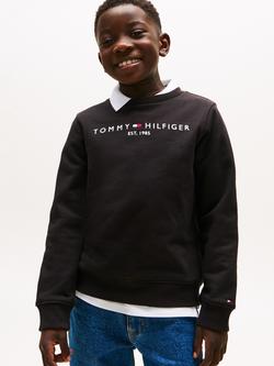 Tommy Hilfiger Kids' Essential Organic Cotton Logo Sweatshirt, Black
