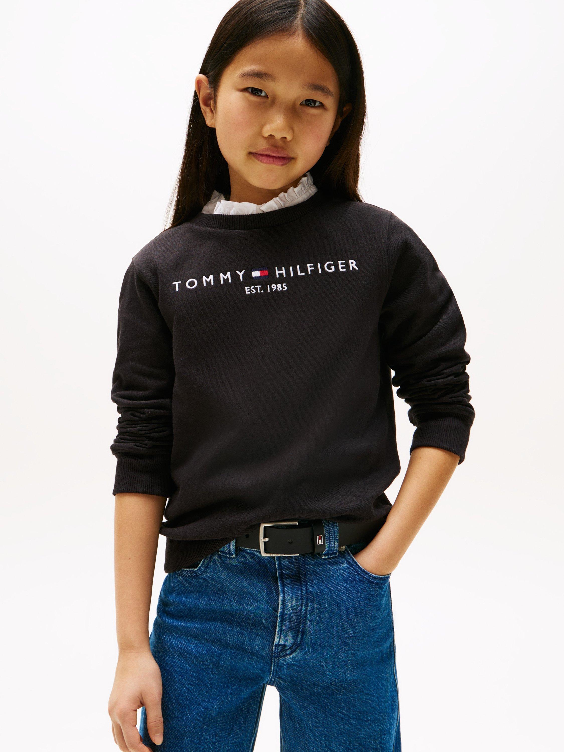 Product image 5 of 7, which shows Tommy Hilfiger Kids' Essential Organic Cotton Logo Sweatshirt, Black, 3 years