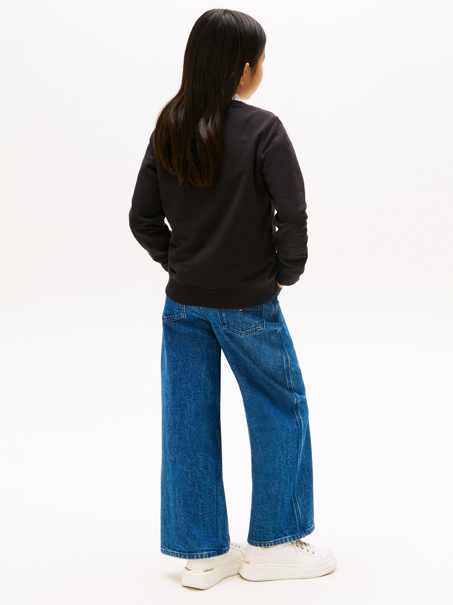 Product image 6 of 7, which shows Tommy Hilfiger Kids' Essential Organic Cotton Logo Sweatshirt, Black, 3 years