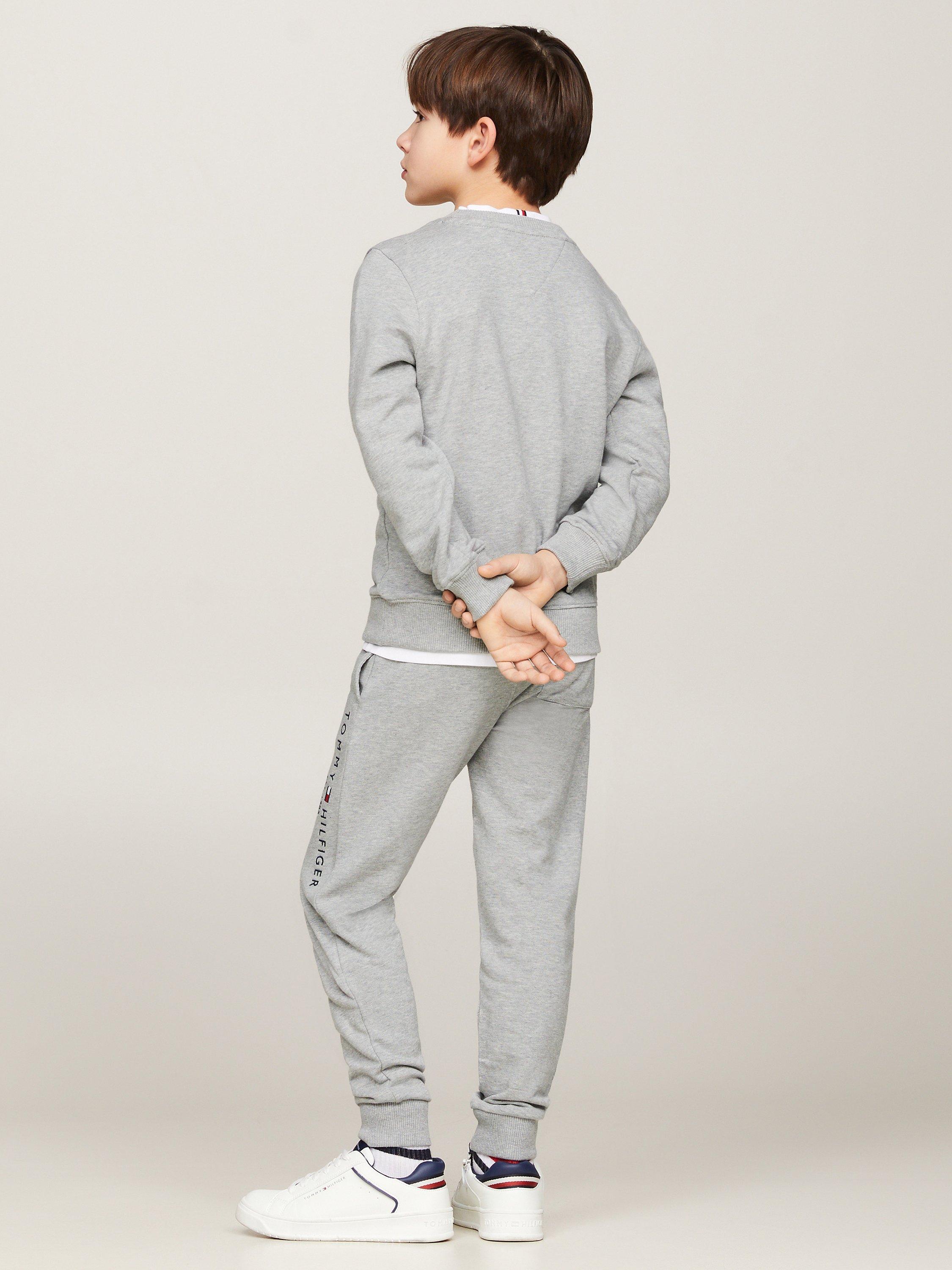 Product image 2 of 6, which shows Tommy Hilfiger Kids' Essential Organic Cotton Logo Sweatshirt, Light Grey Heather, 3 years