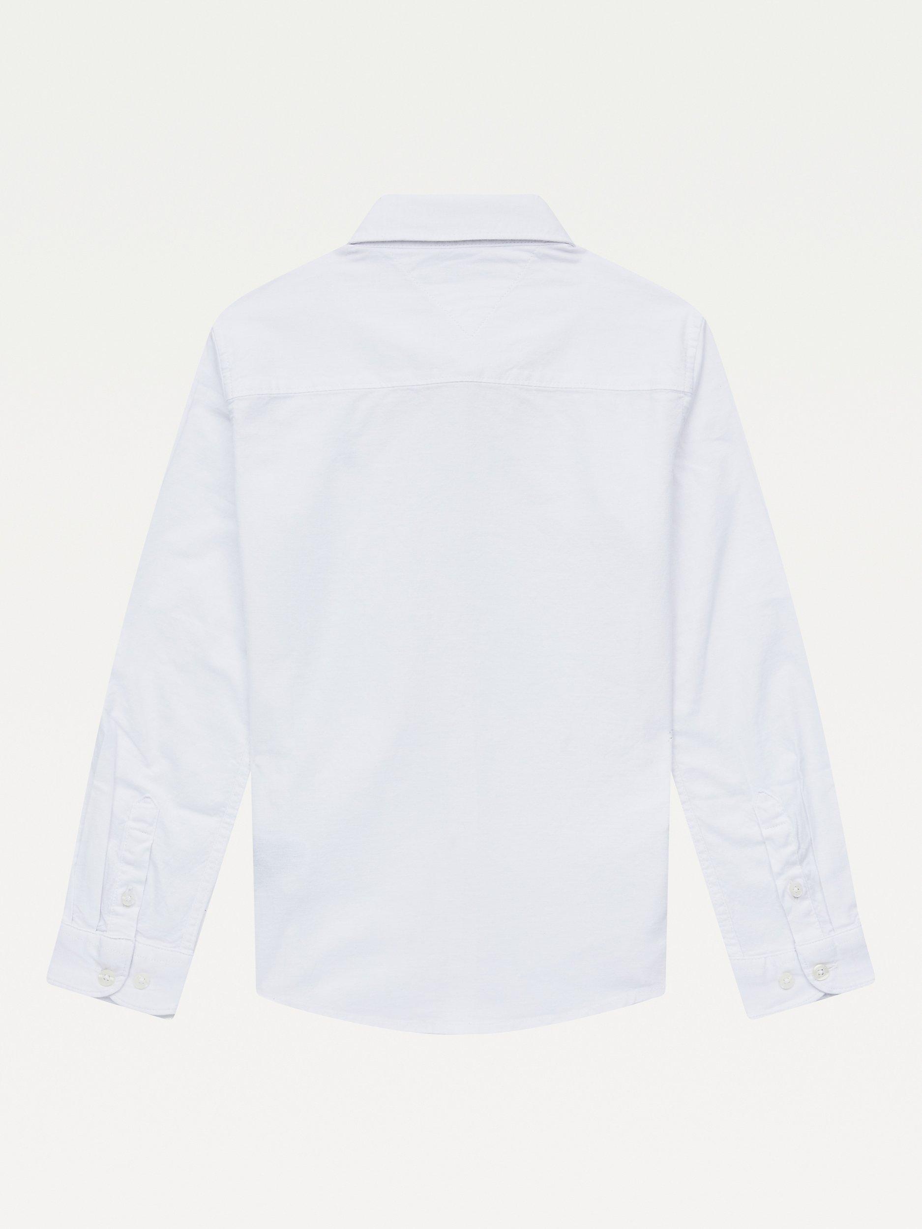 Product image 5 of 7, which shows Tommy Hilfiger Kids' Organic Cotton Blend Stretch Oxford Shirt, White, 3 years