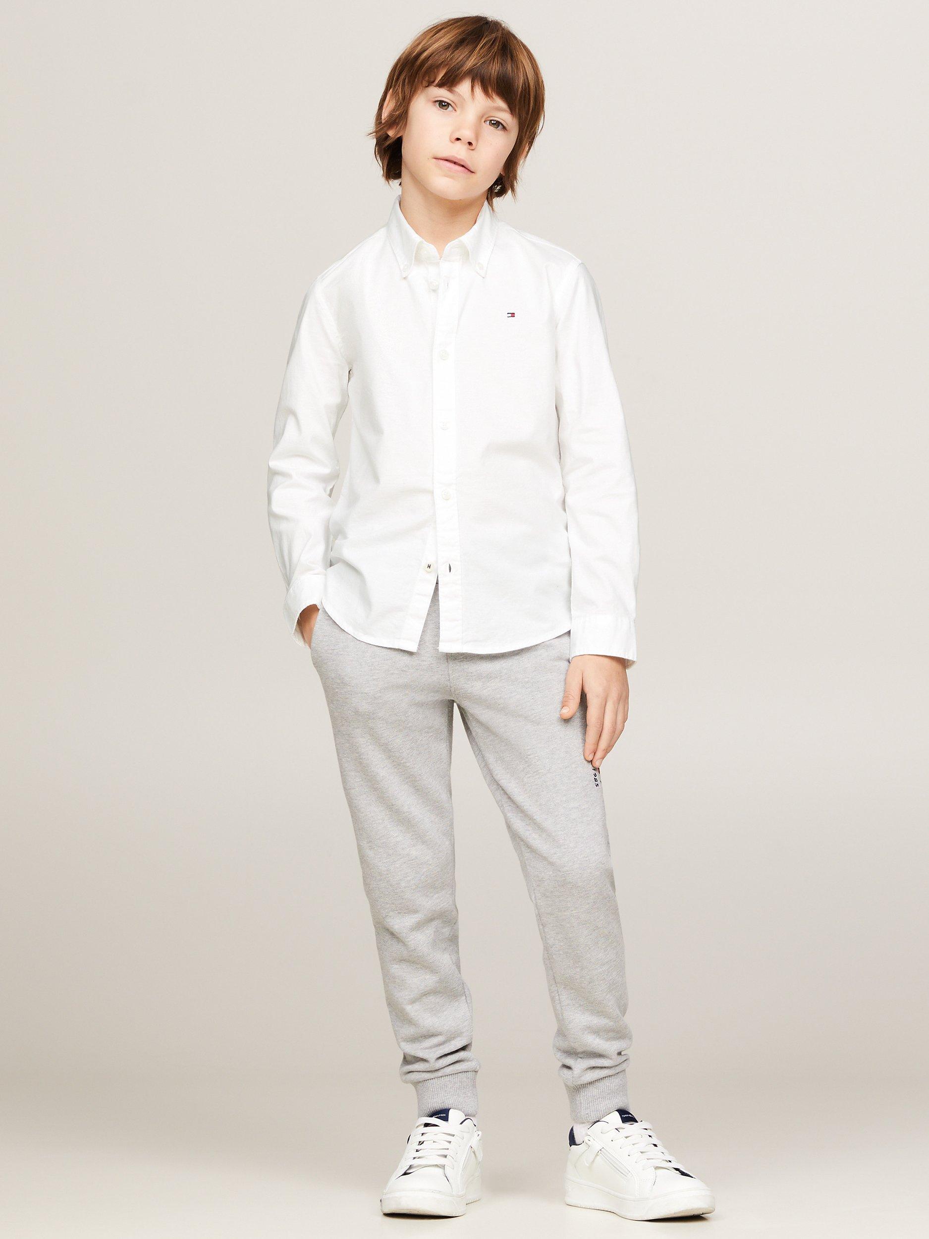 Product image 7 of 7, which shows Tommy Hilfiger Kids' Organic Cotton Blend Stretch Oxford Shirt, White, 3 years