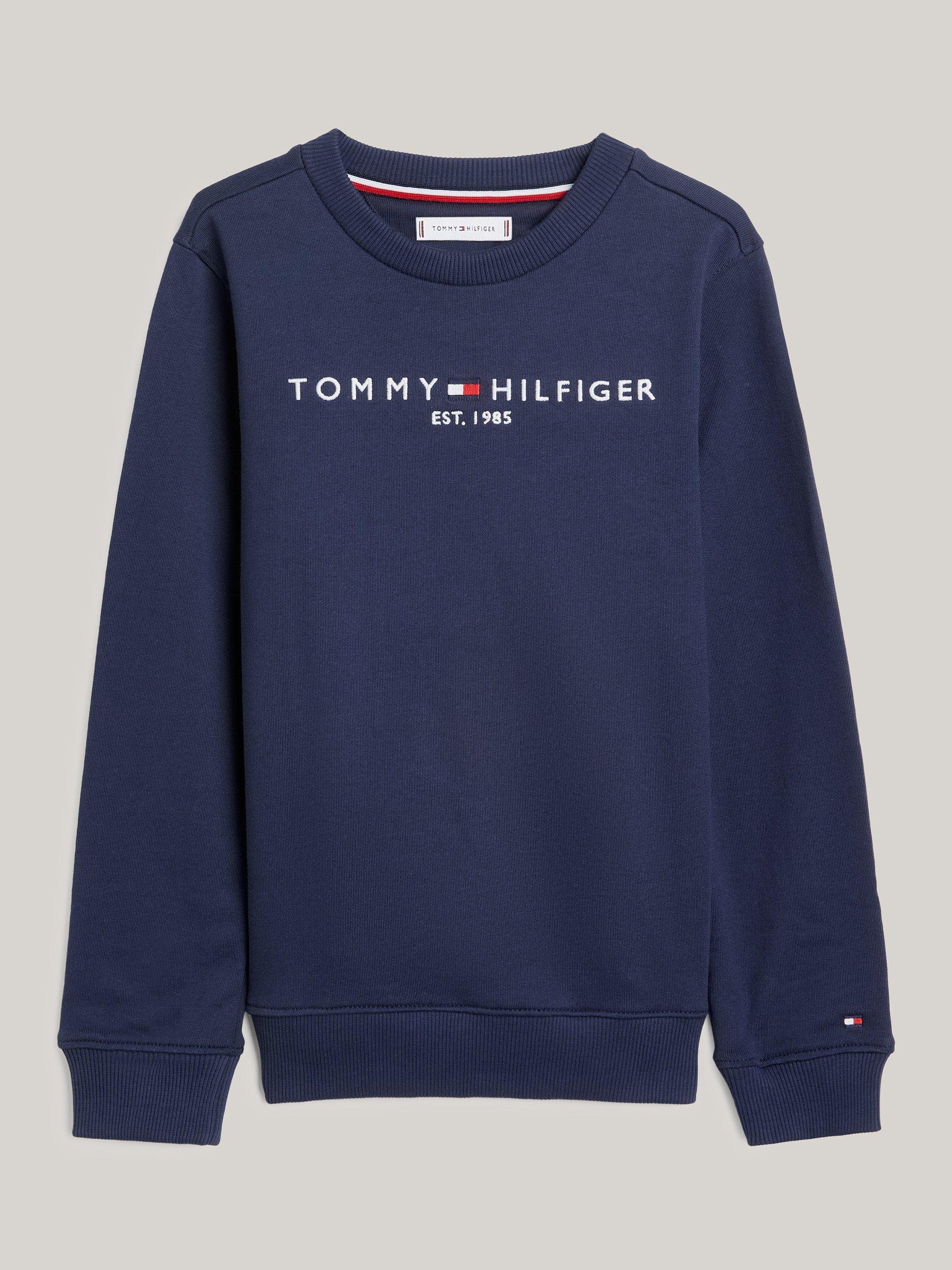 Product image 6 of 6, which shows Tommy Hilfiger Kids' Essential Organic Cotton Logo Sweatshirt, Twilight Navy, 3 years