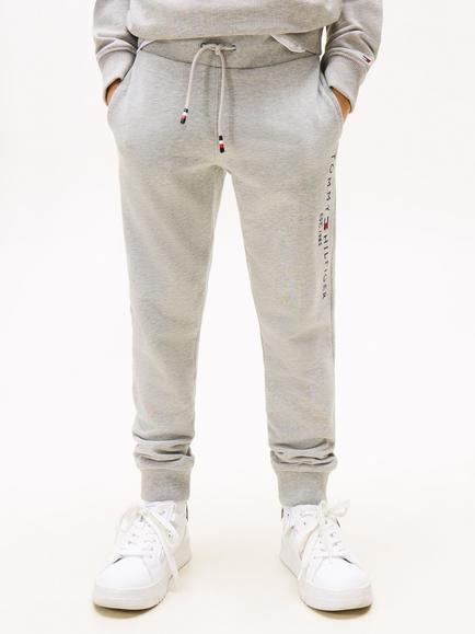Tommy Hilfiger Kids' Essential Organic Cotton Logo Joggers, Light Grey Heather