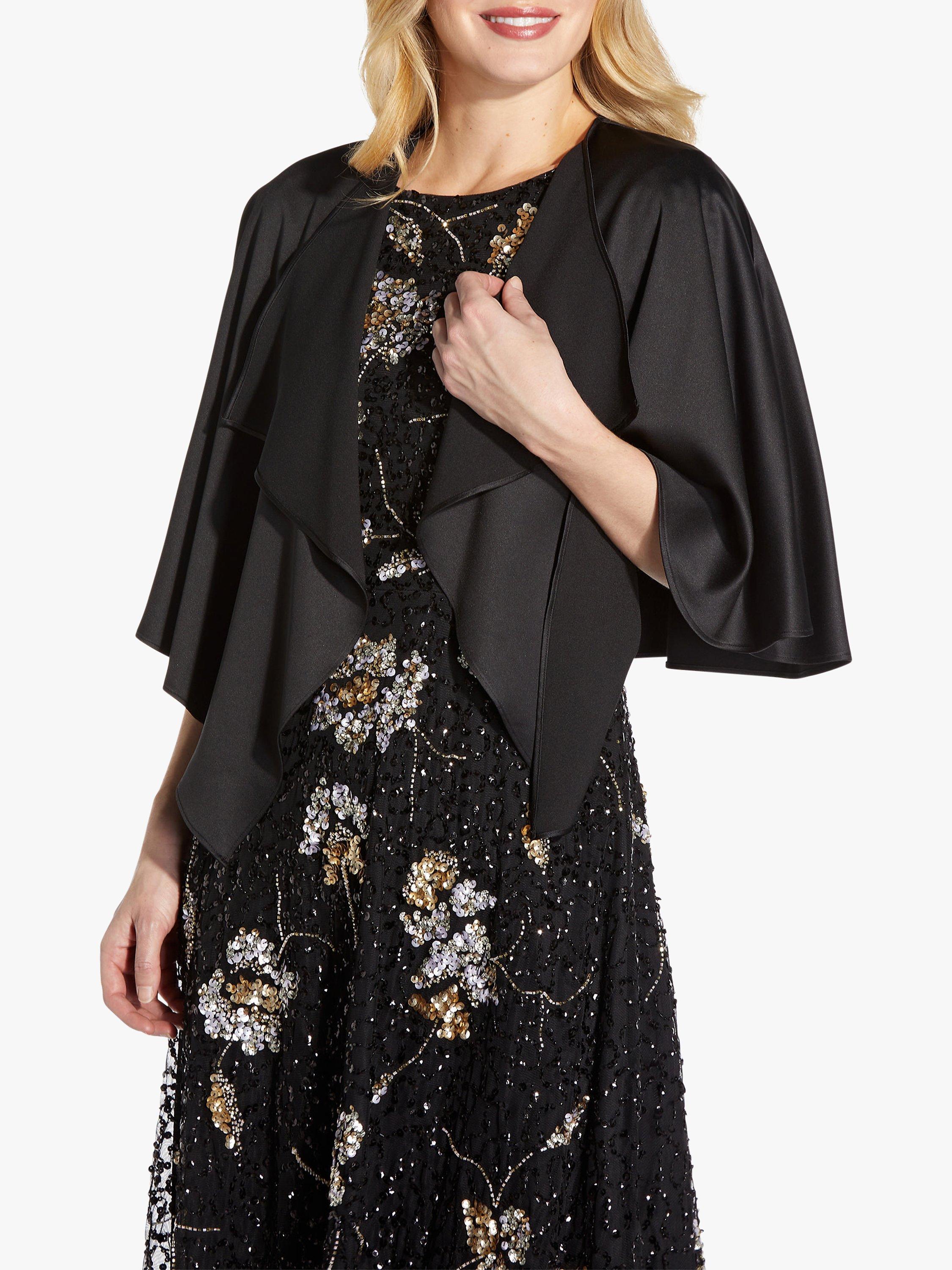 Adrianna Papell Satin Crepe Cape, Black