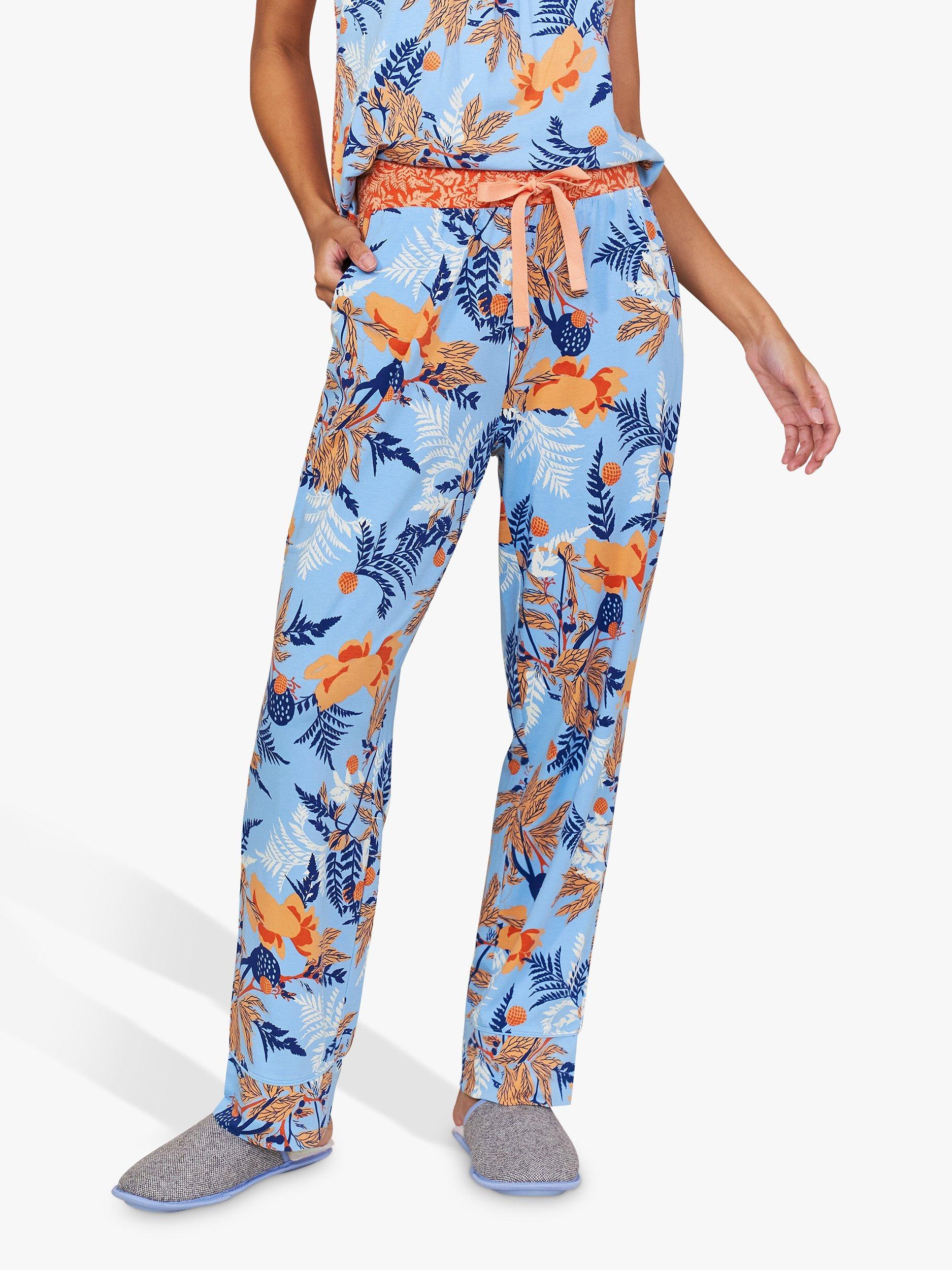 White Stuff Senna Jersey Pyjama Bottoms, Blue/Orange