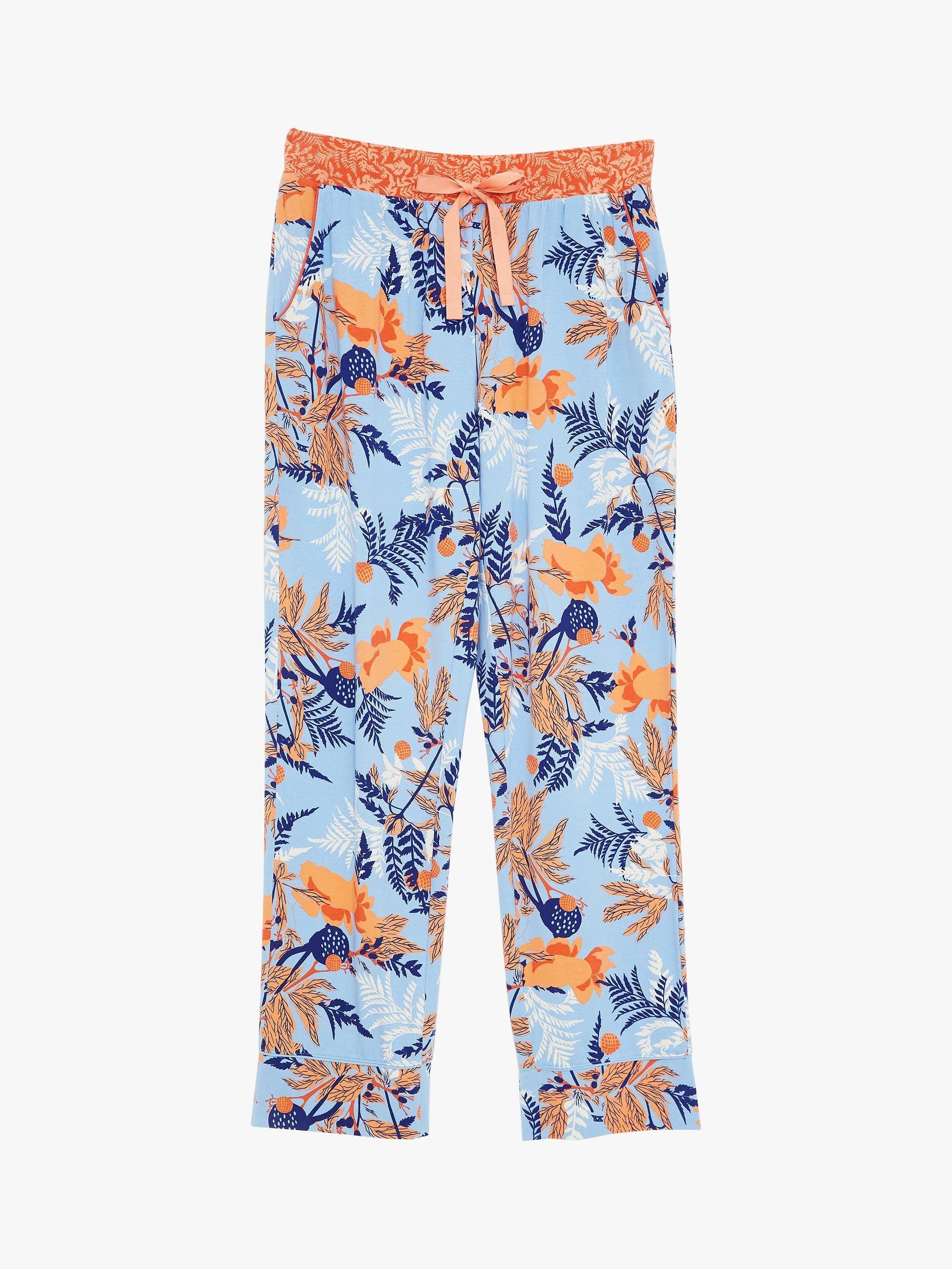 White Stuff Senna Jersey Pyjama Bottoms, Blue/Orange, S