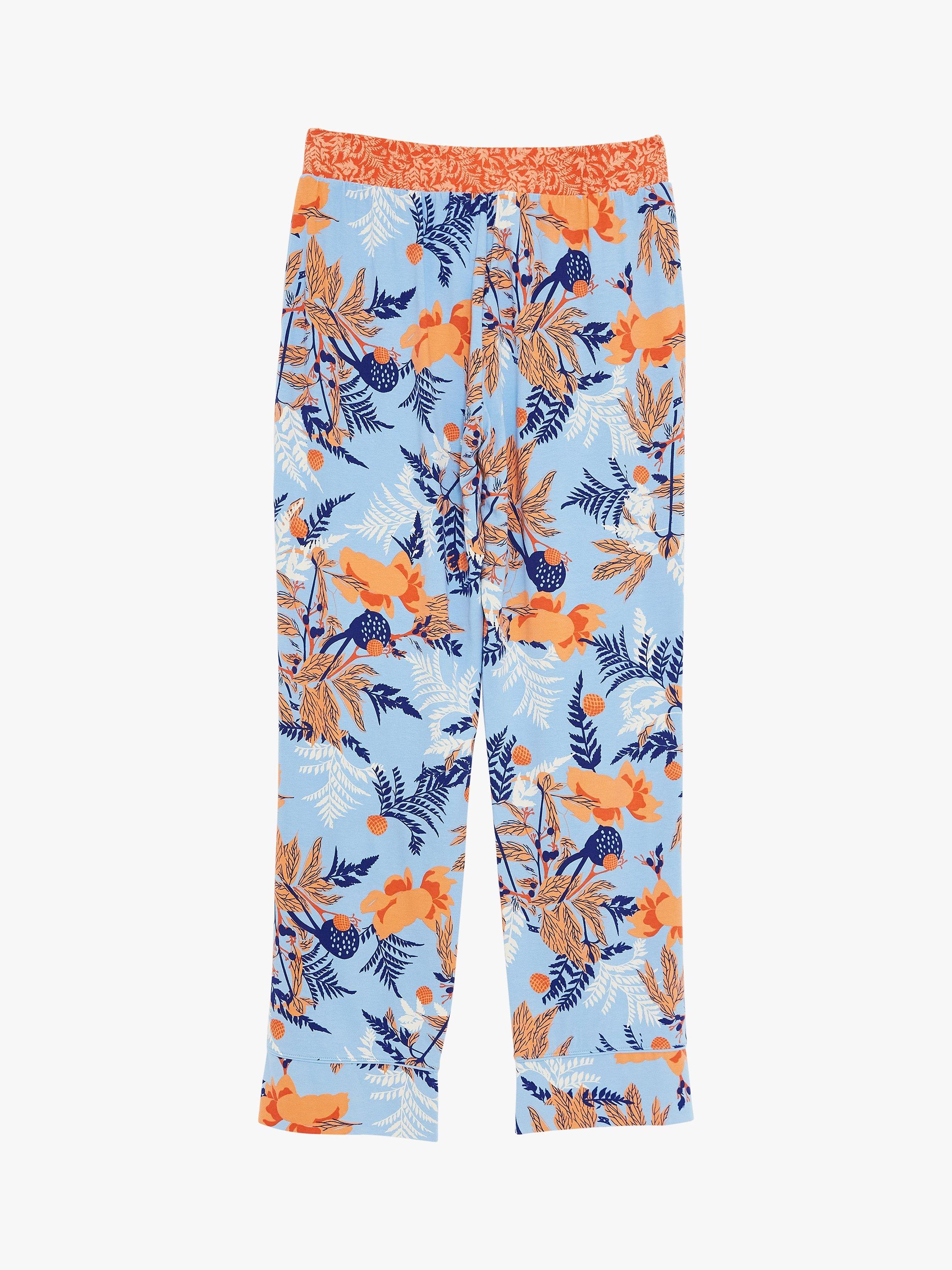 White Stuff Senna Jersey Pyjama Bottoms, Blue/Orange, S