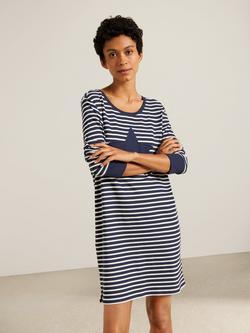 John Lewis Edie Star & Stripe Long Sleeve Nightdress, Navy