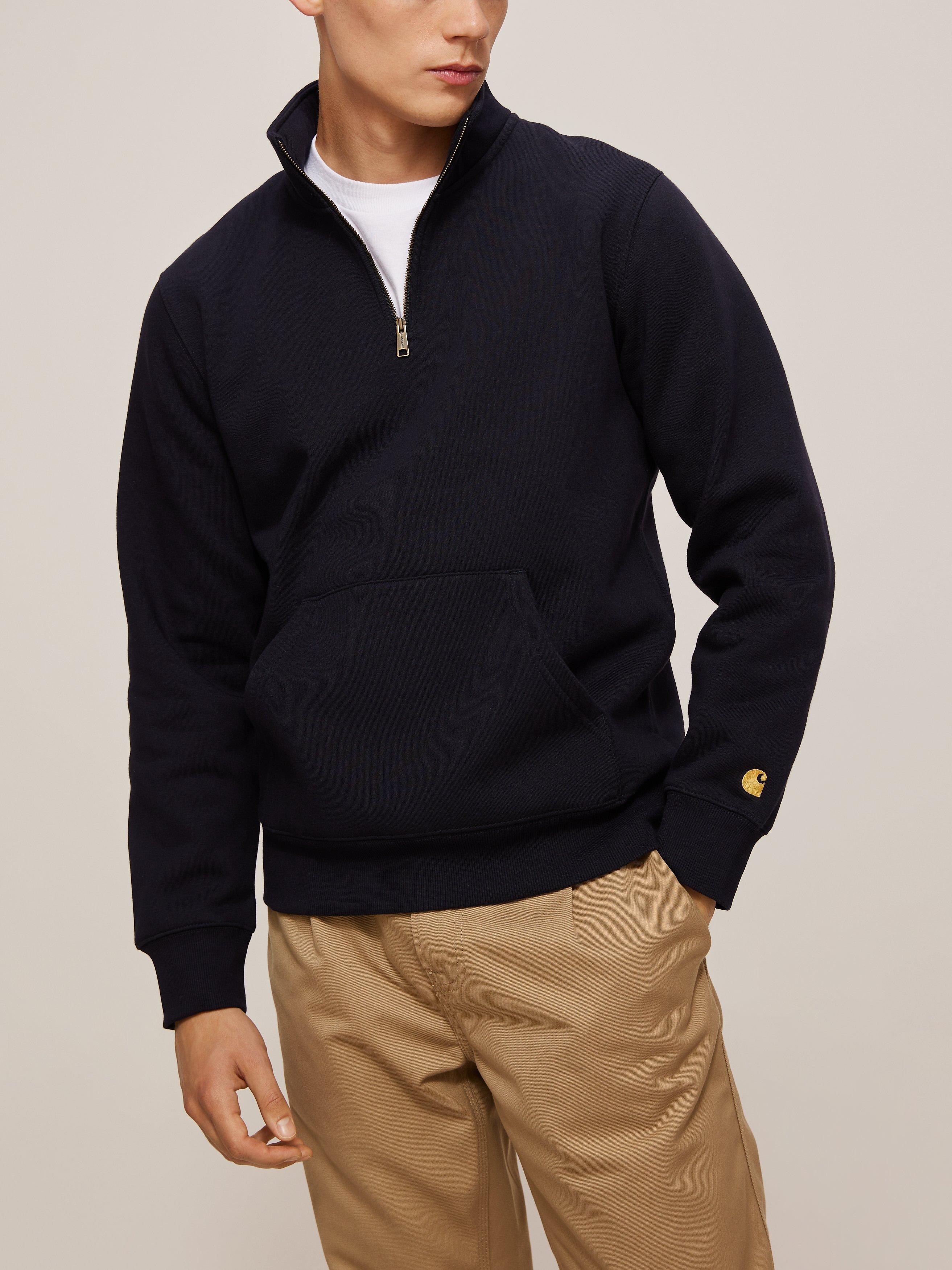 Carhartt WIP Chase Zip Neck Sweatshirt Dark Navy Gold