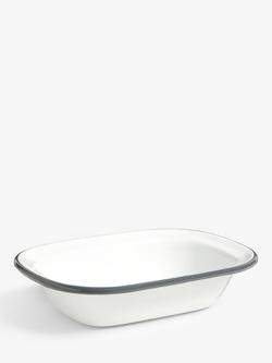 John Lewis Enamel Pie Dish, White/Navy, White