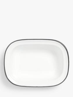 John Lewis Enamel Pie Dish, White/Navy - view 2, White