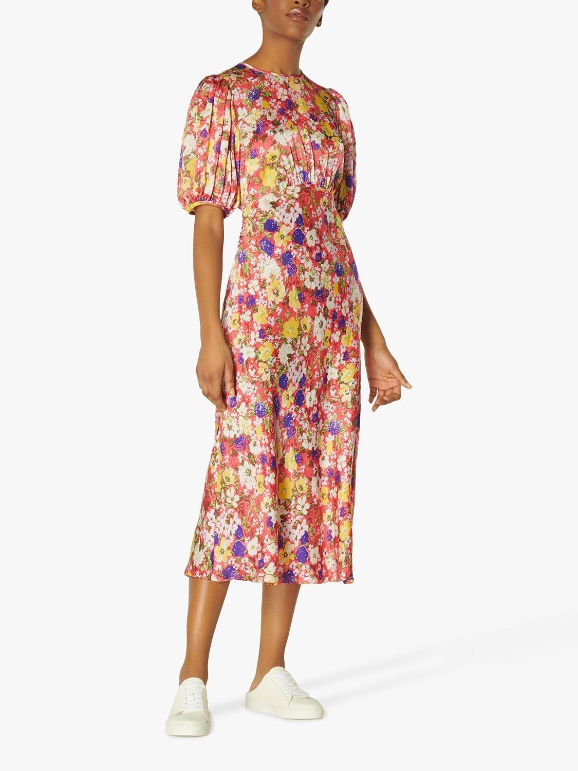 L.K.Bennett Alice Wildflower Print Midi Dress, Lipstick