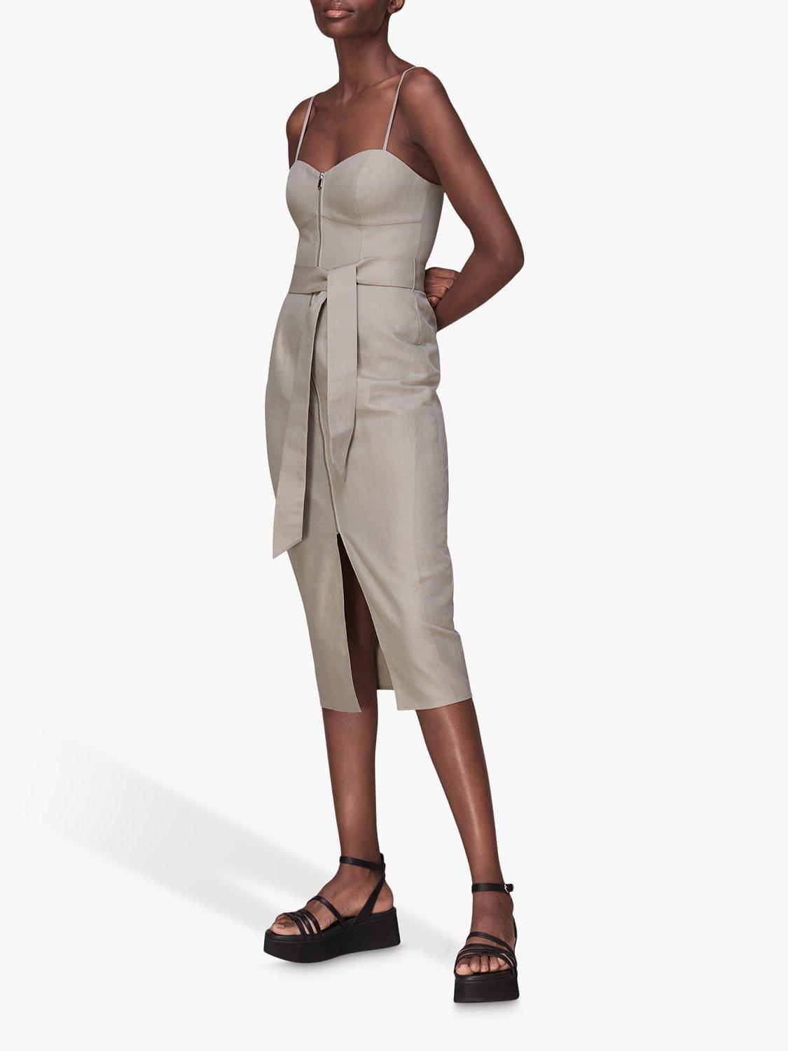 Whistles Zip Front Cami Dress, Neutral