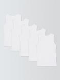 John Lewis Kids' Cotton Singlet Vests, Pack of 5, White