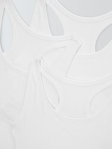 John Lewis Girls' Sports Crop Tops, Pack of 3, White - view 2, White