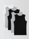 John Lewis Kids' Cotton Singlet Vests, Pack of 5, Black