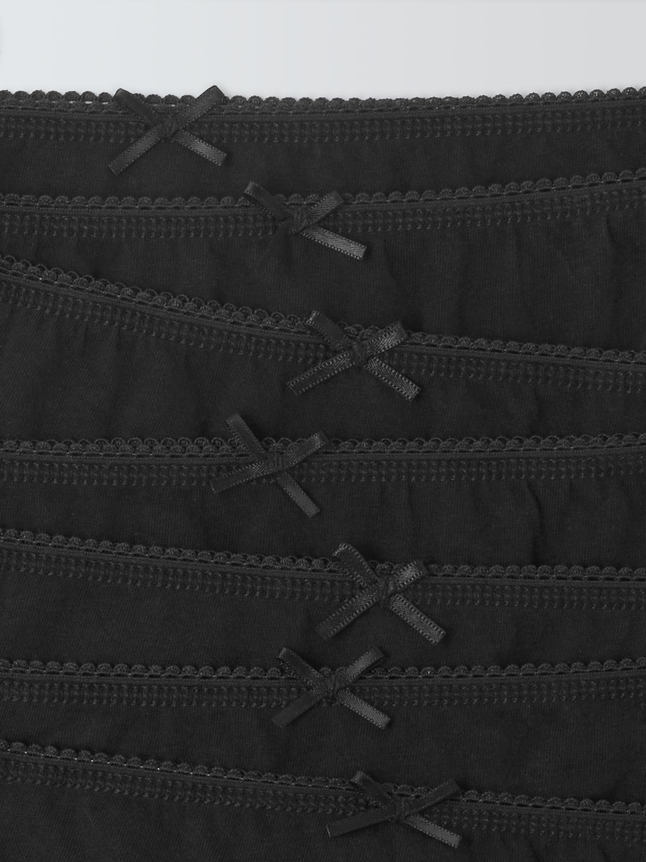 Product image 5 of 5, which shows John Lewis Kids' Picot Trim Cotton Briefs, Pack of 7, Black, 15 years