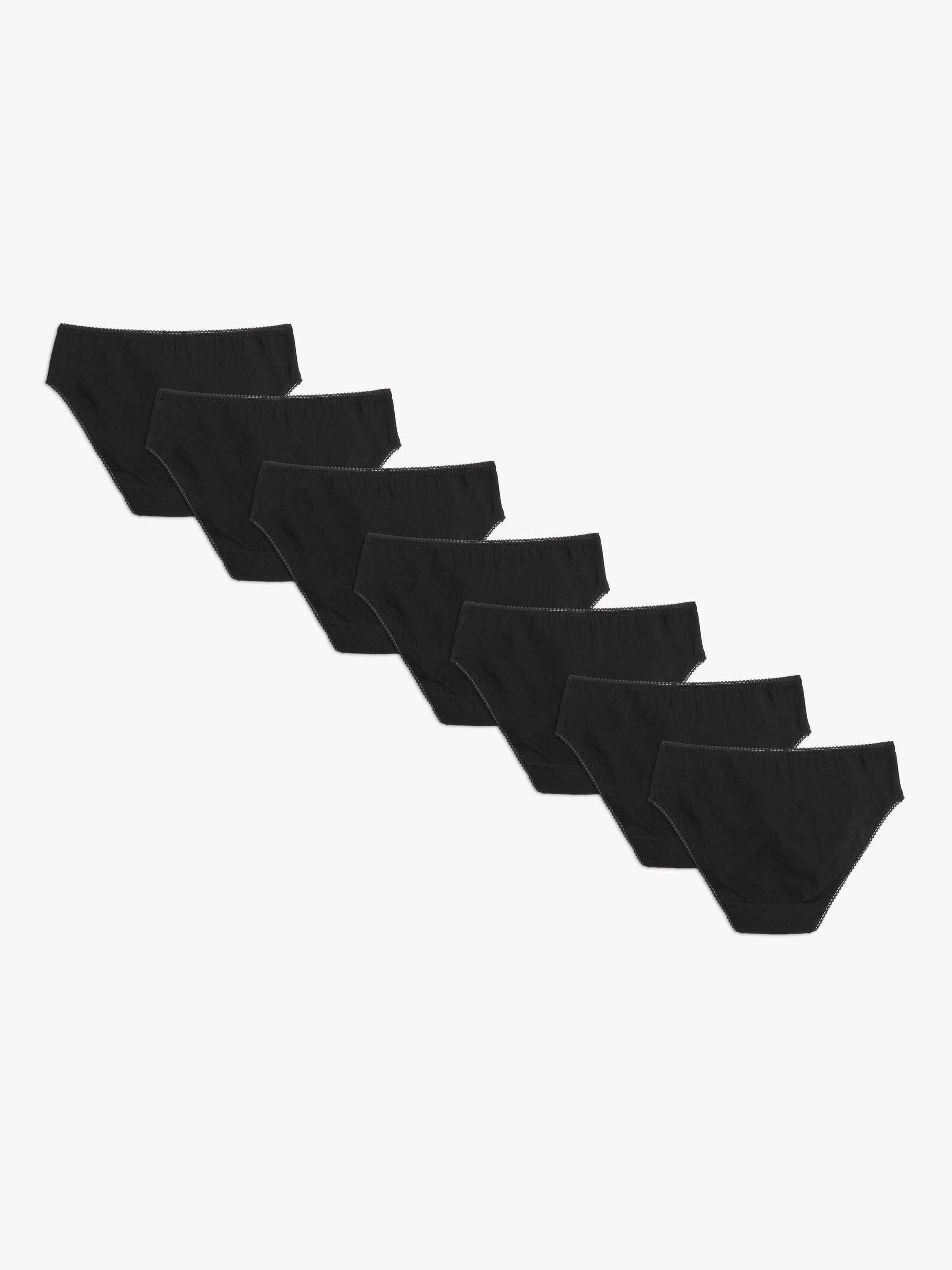 Product image 3 of 5, which shows John Lewis Kids' Picot Trim Cotton Briefs, Pack of 7, Black, 15 years