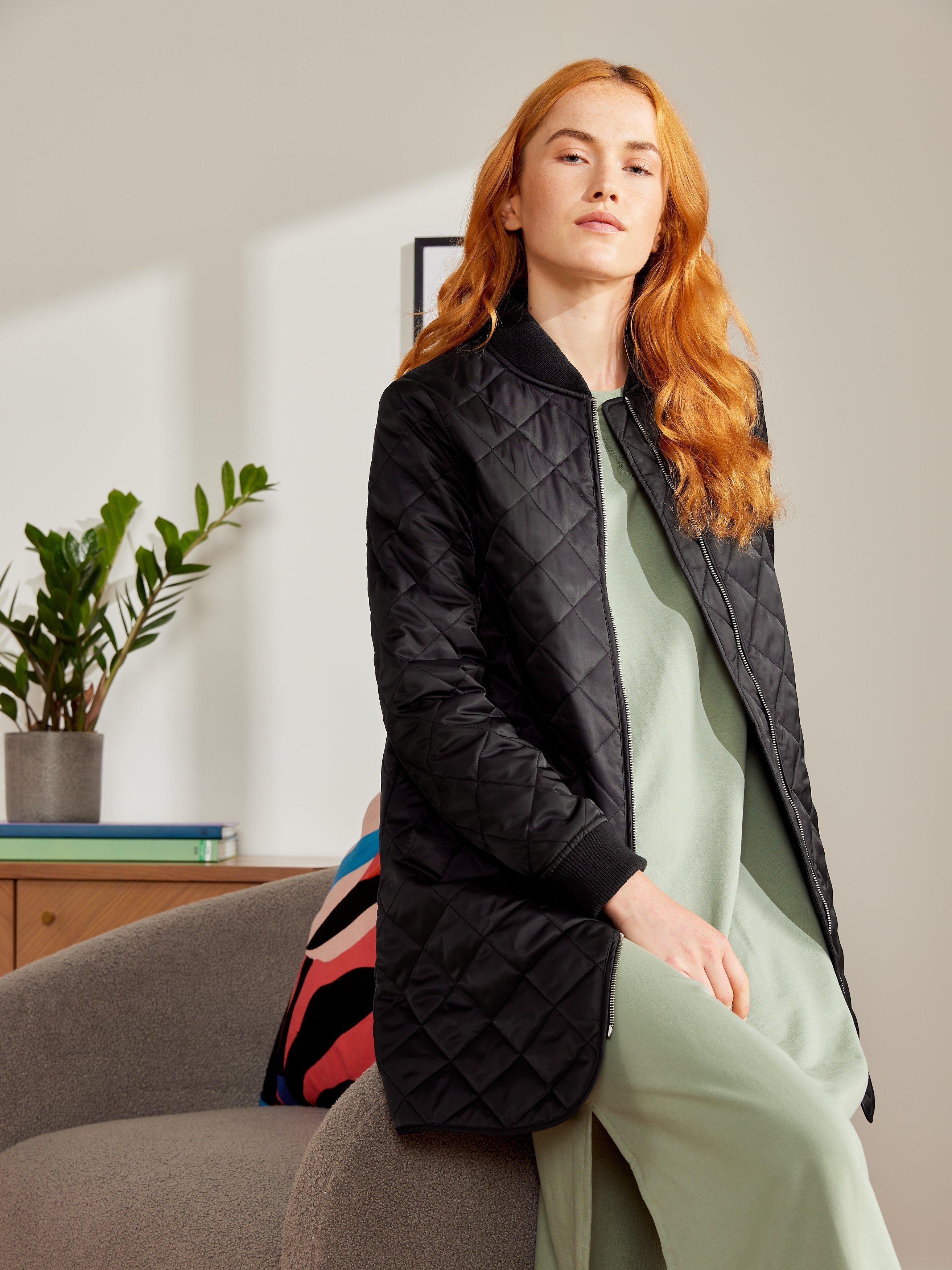 ANYDAY John Lewis & Partners Quilted Longline Coat, Black