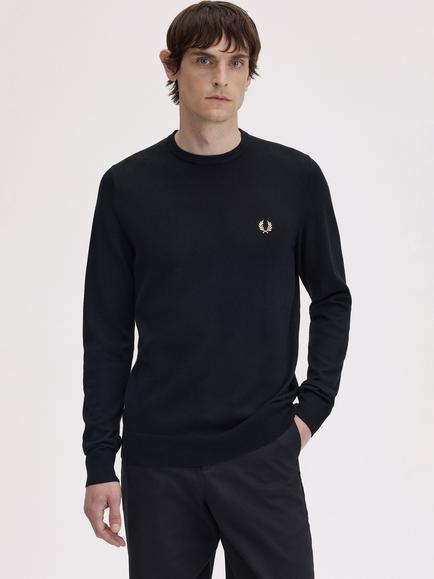 Fred Perry Classic Crew Neck Knit Jumper - view 2, Black