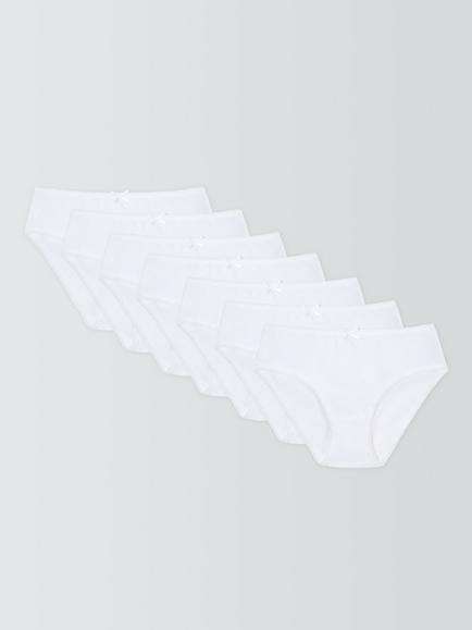 John Lewis Kids' Picot Trim Cotton Briefs, Pack of 7, White