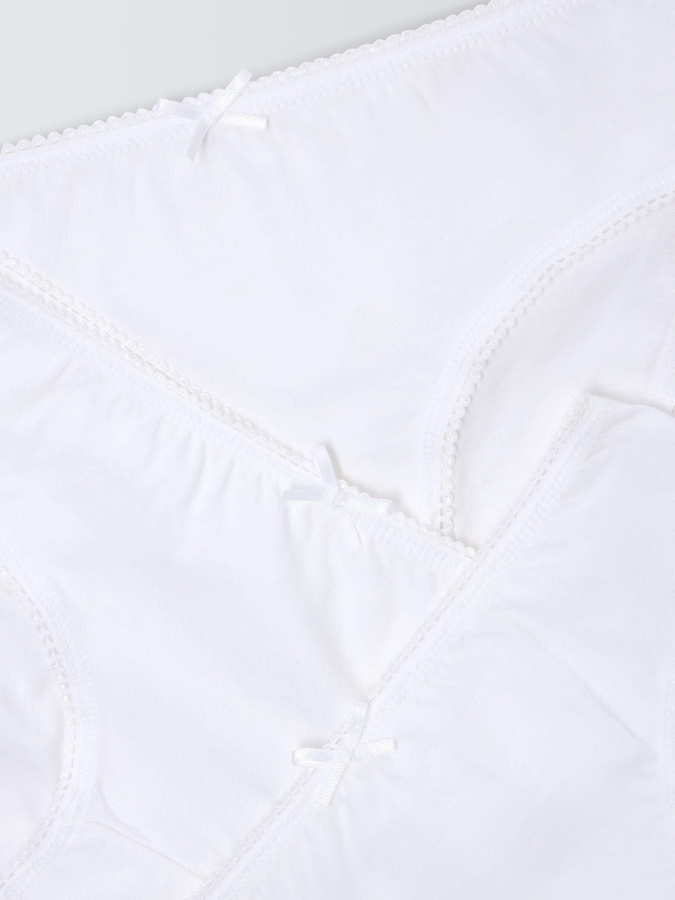 John Lewis Kids' Picot Trim Cotton Briefs, Pack of 7, White, 2 years