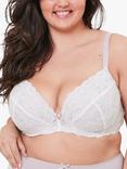 Oola Lingerie Tonal Lace Padded Plunge Bra, Ivory/Nude
