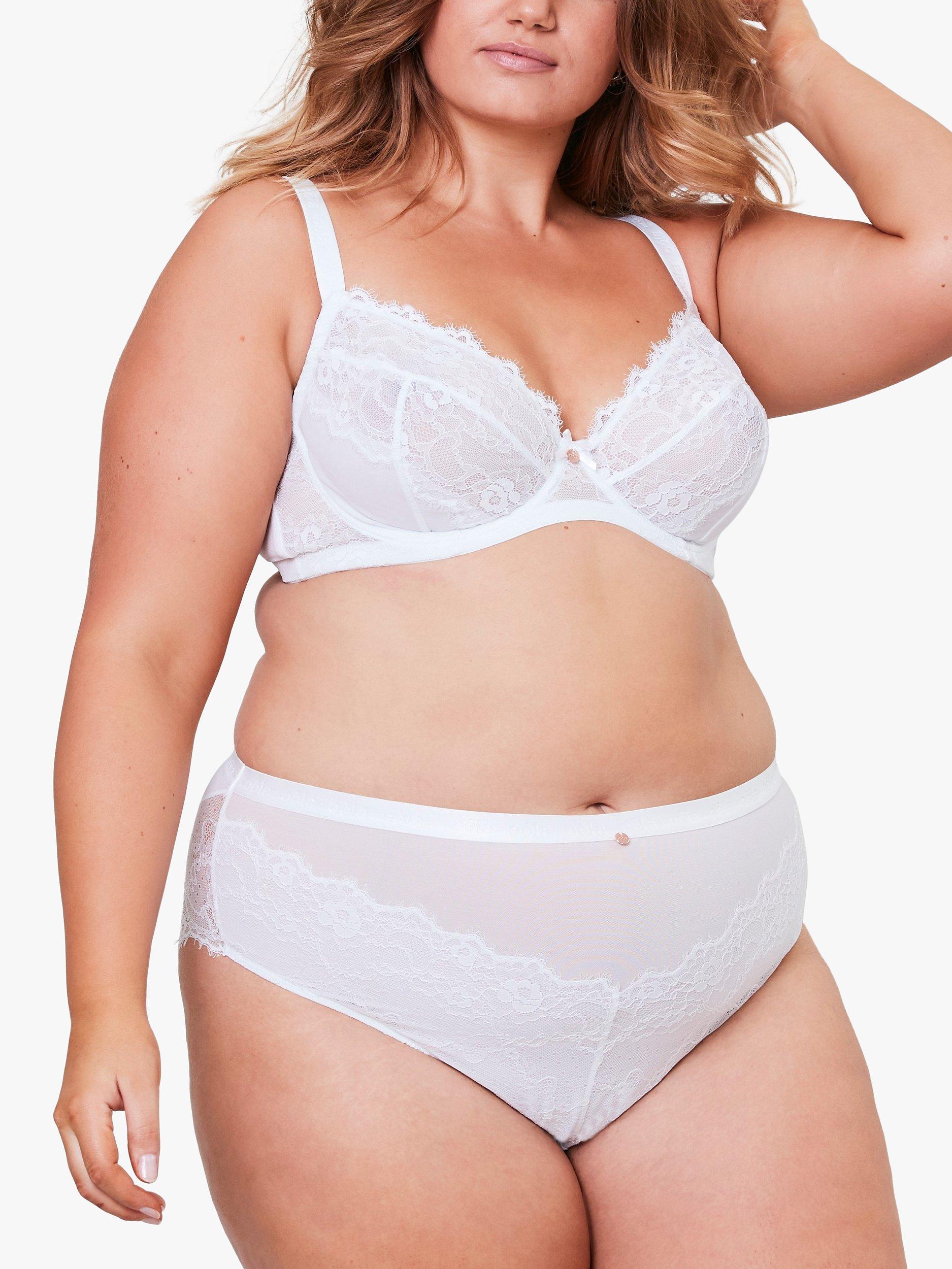 Product image 3 of 6, which shows Oola Lingerie Lace and Logo Underwired Bra, White, 38D