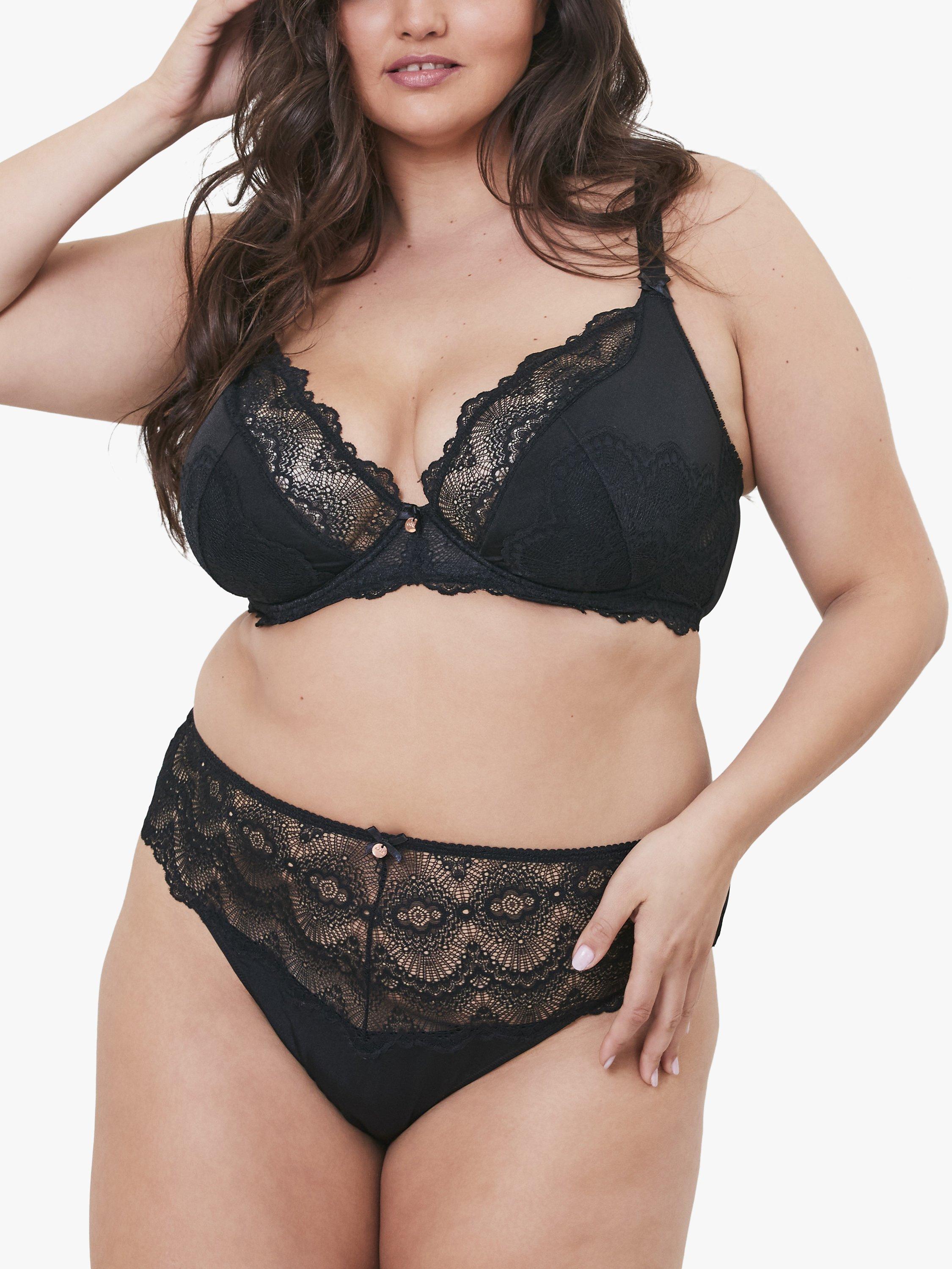 Product image 3 of 6, which shows Oola Lingerie Fan Lace Half Padded Bra, Black, 38D