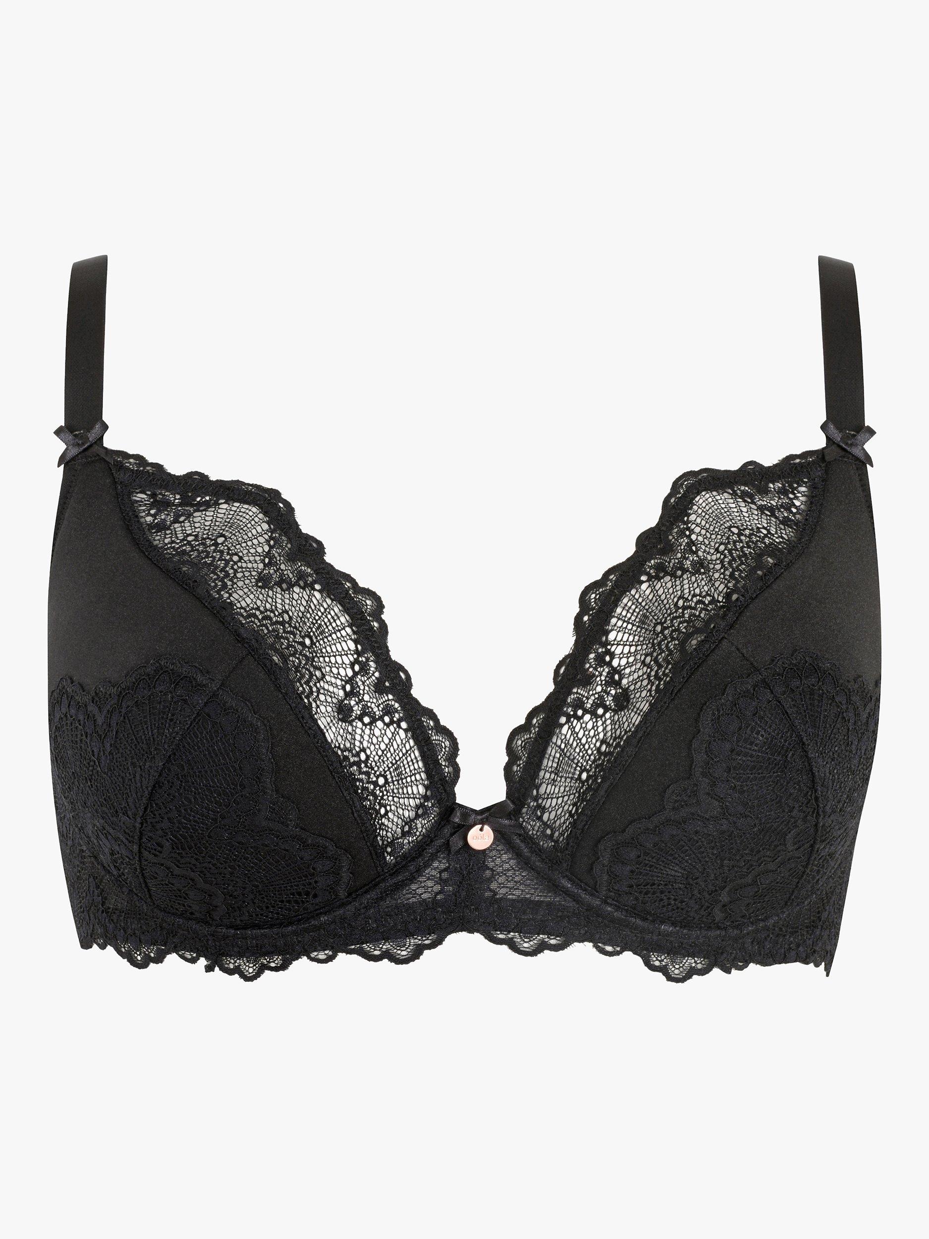 Product image 4 of 6, which shows Oola Lingerie Fan Lace Half Padded Bra, Black, 38D