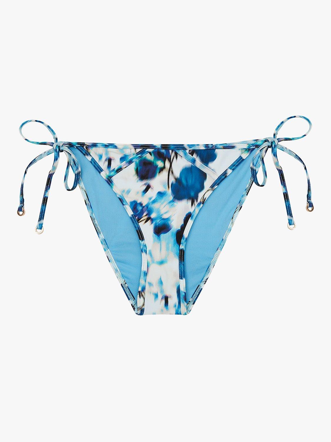 Reiss Cheska Abstract Print Bikini Bottoms, Blue