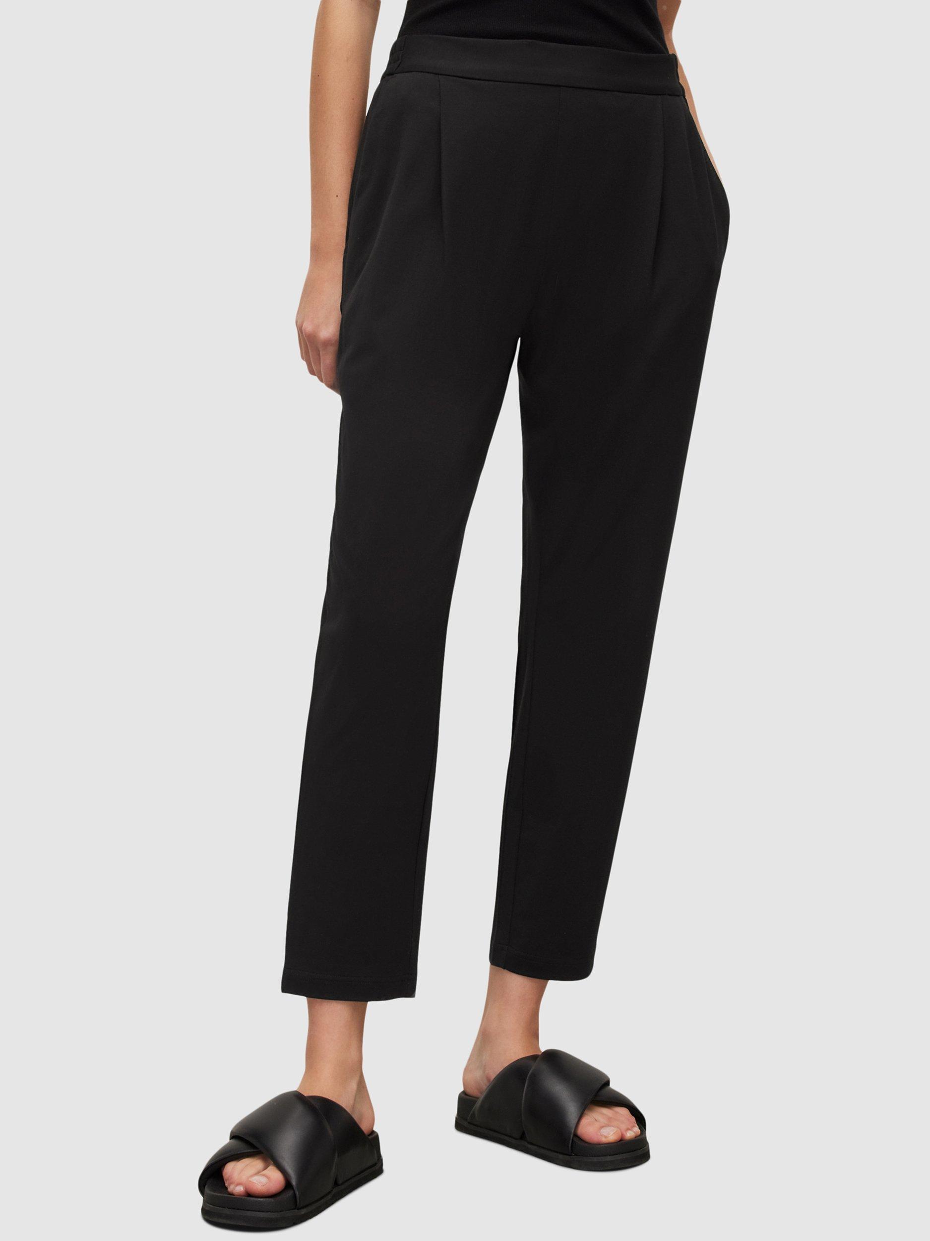 Product image 1 of 8, which shows AllSaints Aleida Ankle Grazer Jersey Trousers, Black, 6