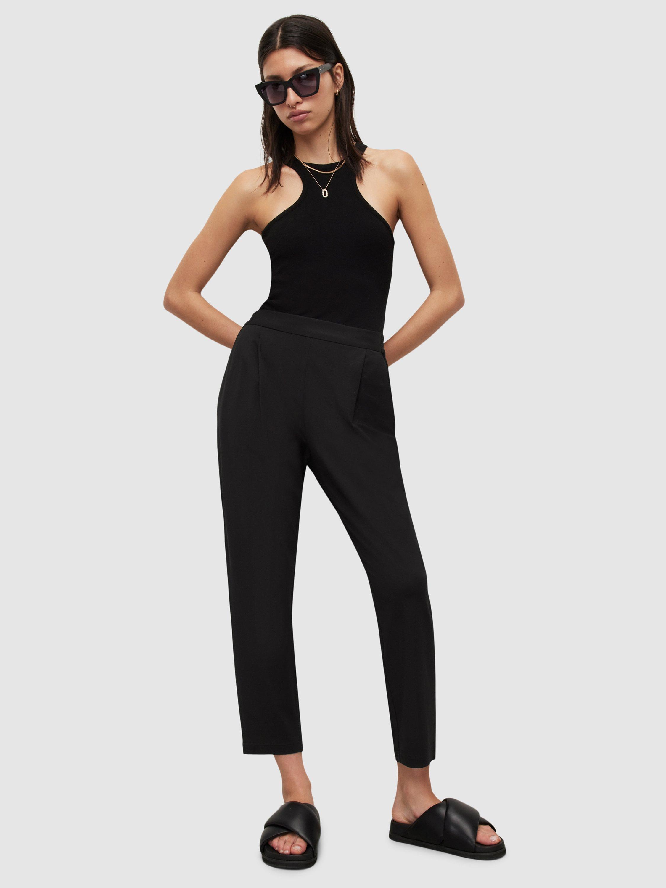 Product image 3 of 8, which shows AllSaints Aleida Ankle Grazer Jersey Trousers, Black, 6