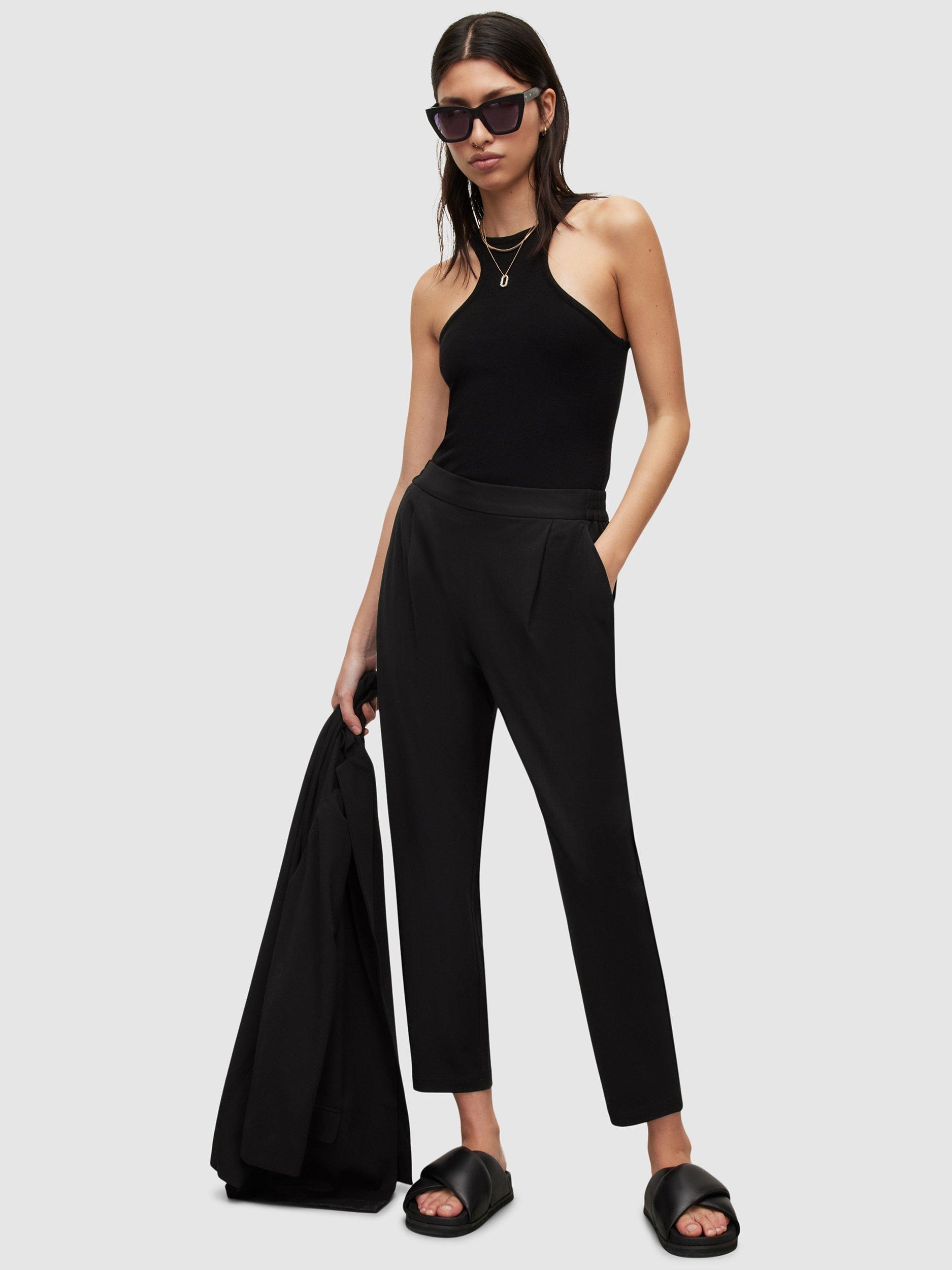 Product image 7 of 8, which shows AllSaints Aleida Ankle Grazer Jersey Trousers, Black, 6