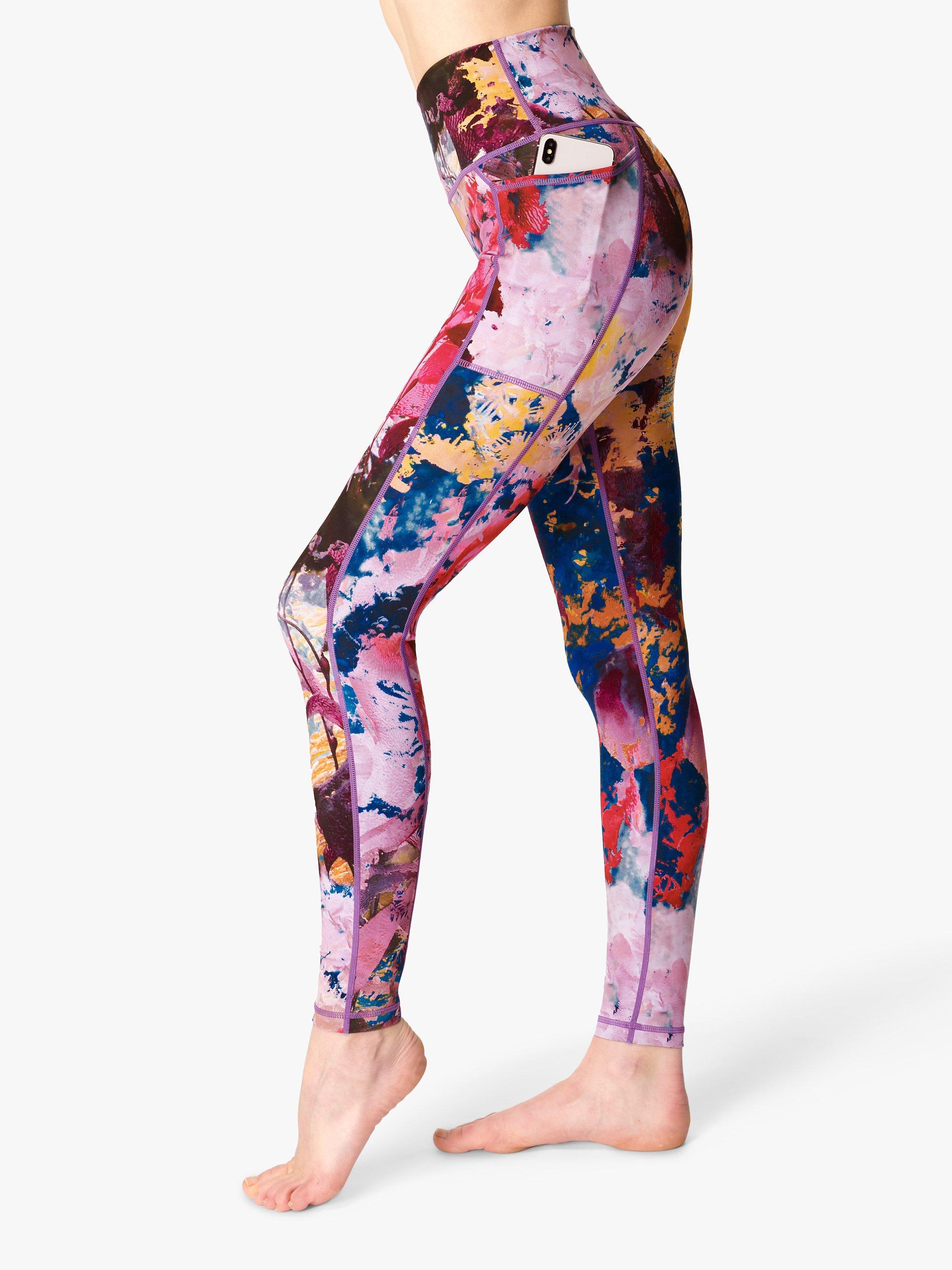 Sweaty Betty Super Sculpt Soft High Waisted Yoga Leggings Pink Coral Print