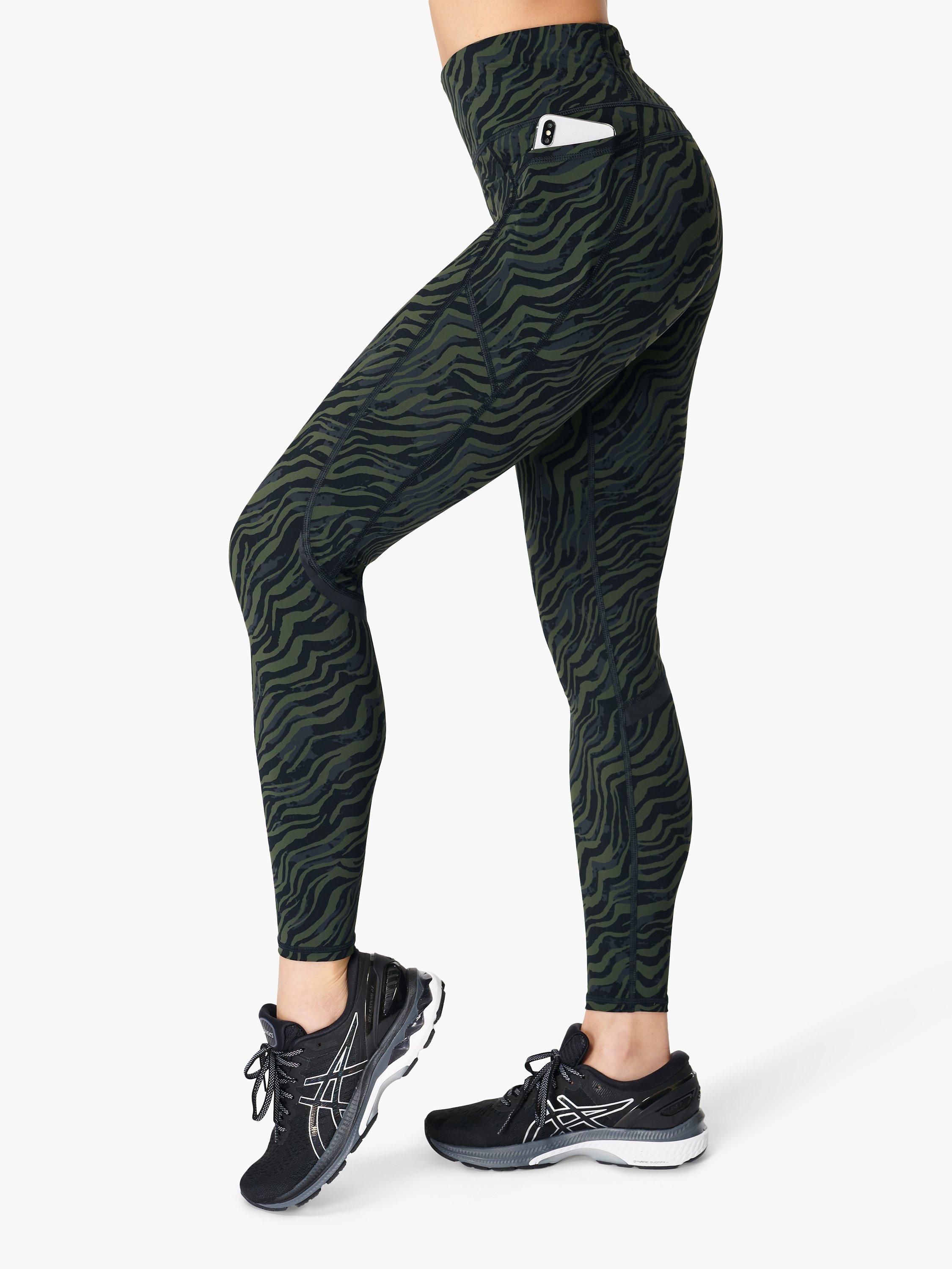 Sweaty Betty Zero Gravity High Waisted Running Leggings, Green Zebra
