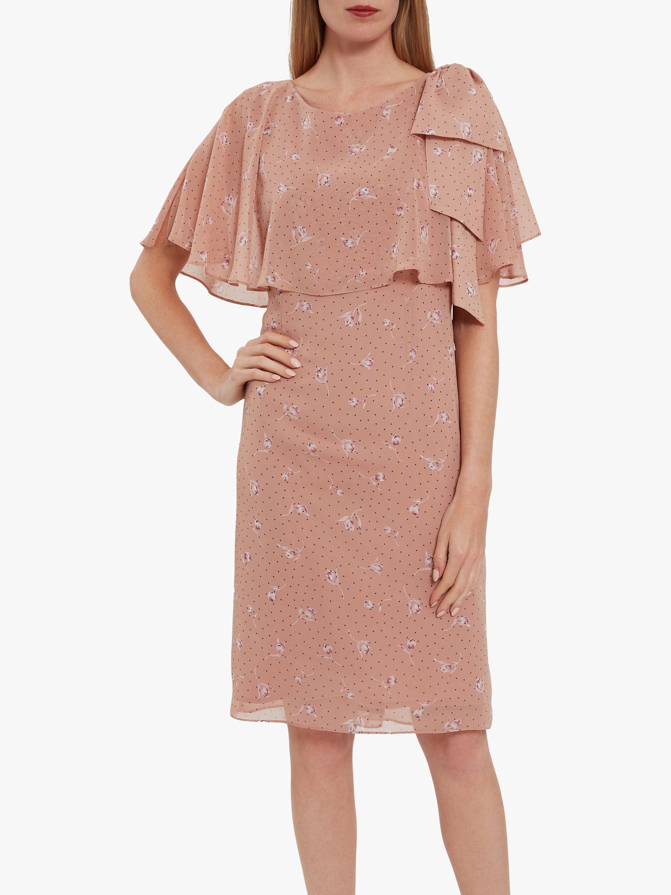 Gina Bacconi Claren Floral Spot Chiffon Dress, Pink
