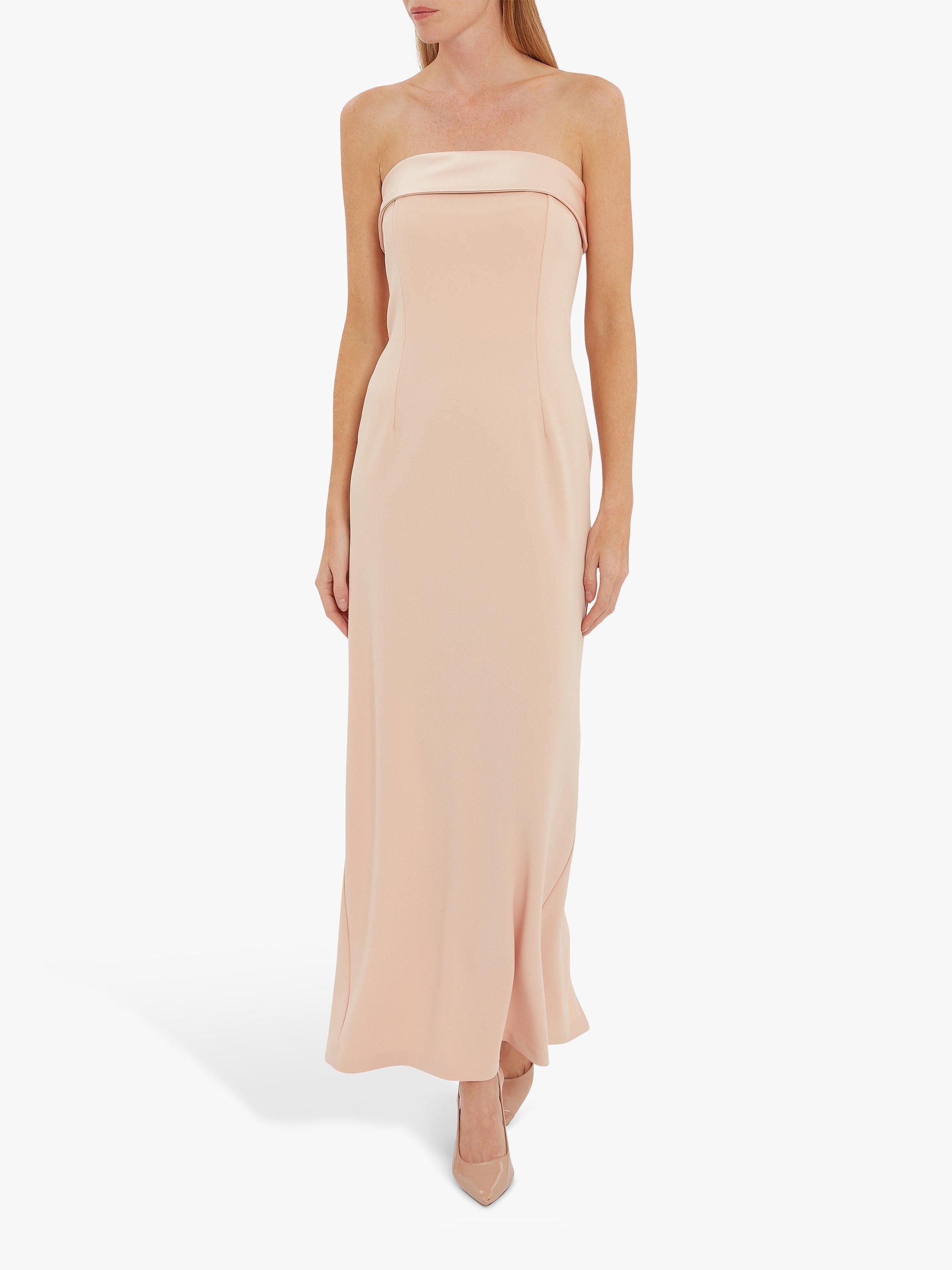 Gina Bacconi Maria Crepe and Satin Maxi Dress, Soft Peach