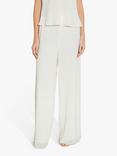 Gina Bacconi Layered Chiffon Wide Leg Side Slit Trousers, Chalk Light