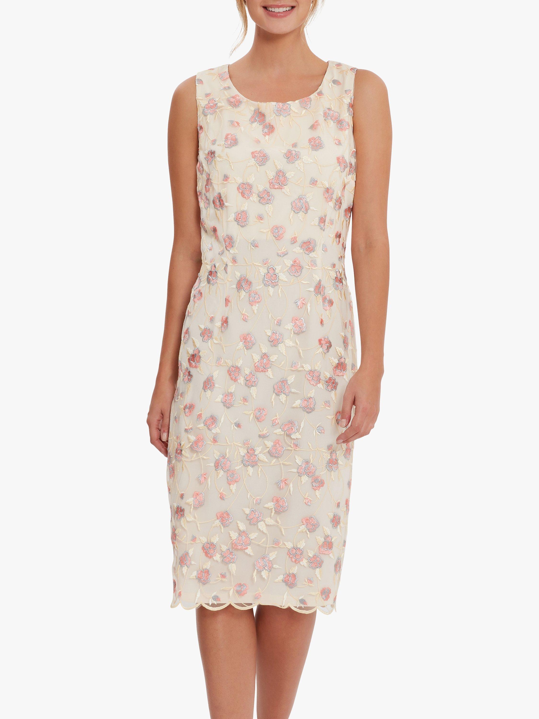 Gina Bacconi Hanneli Floral Embroidered Shift Dress, Peach