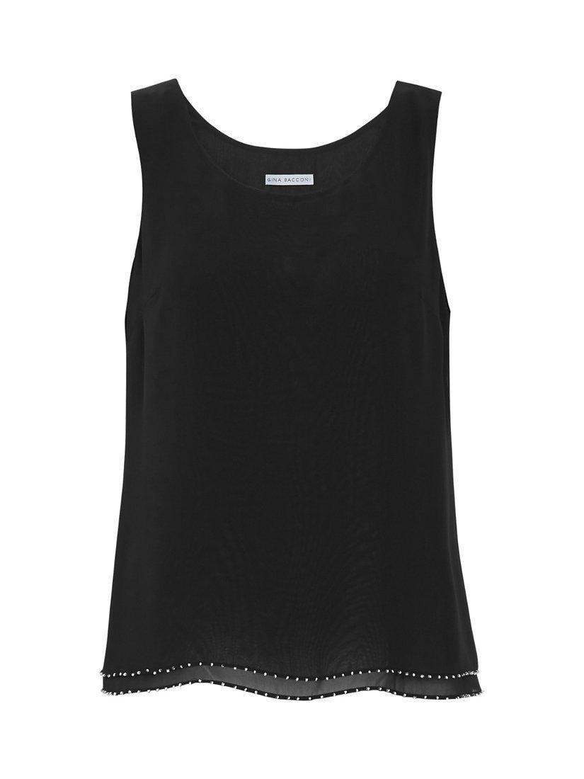 Product image 2 of 4, which shows Gina Bacconi Chiffon Hem Cami, Black, 8